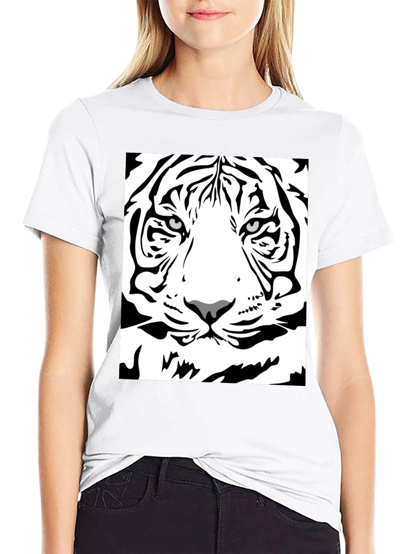 Black Tiger Graphic Tee - Bold Animal Print