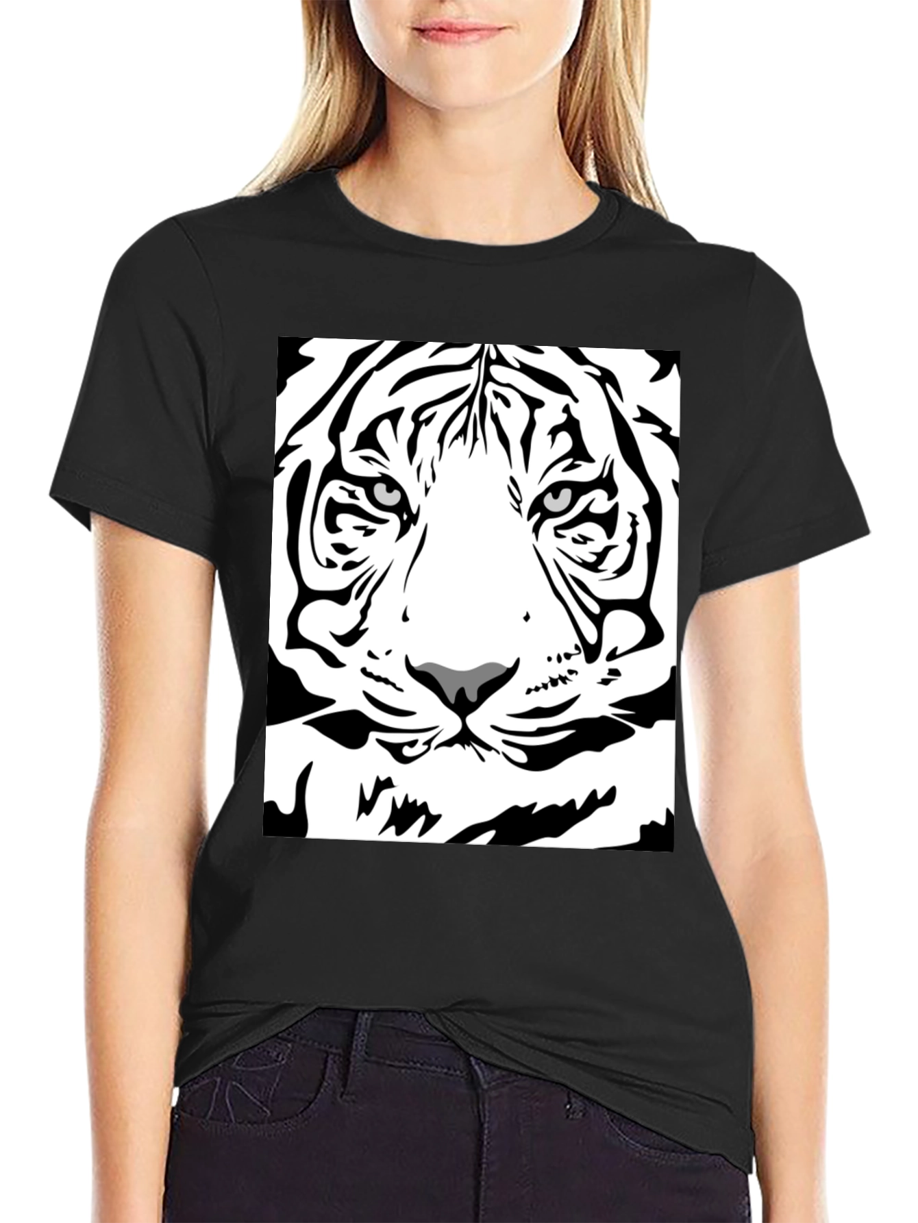 Black Tiger Graphic Tee - Bold Animal Print