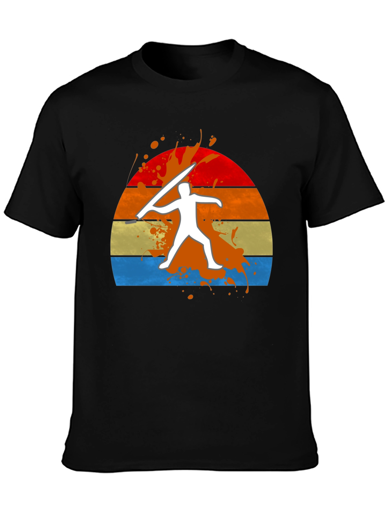 Javelin Thrower Graphic Tee - Retro Sunset Design