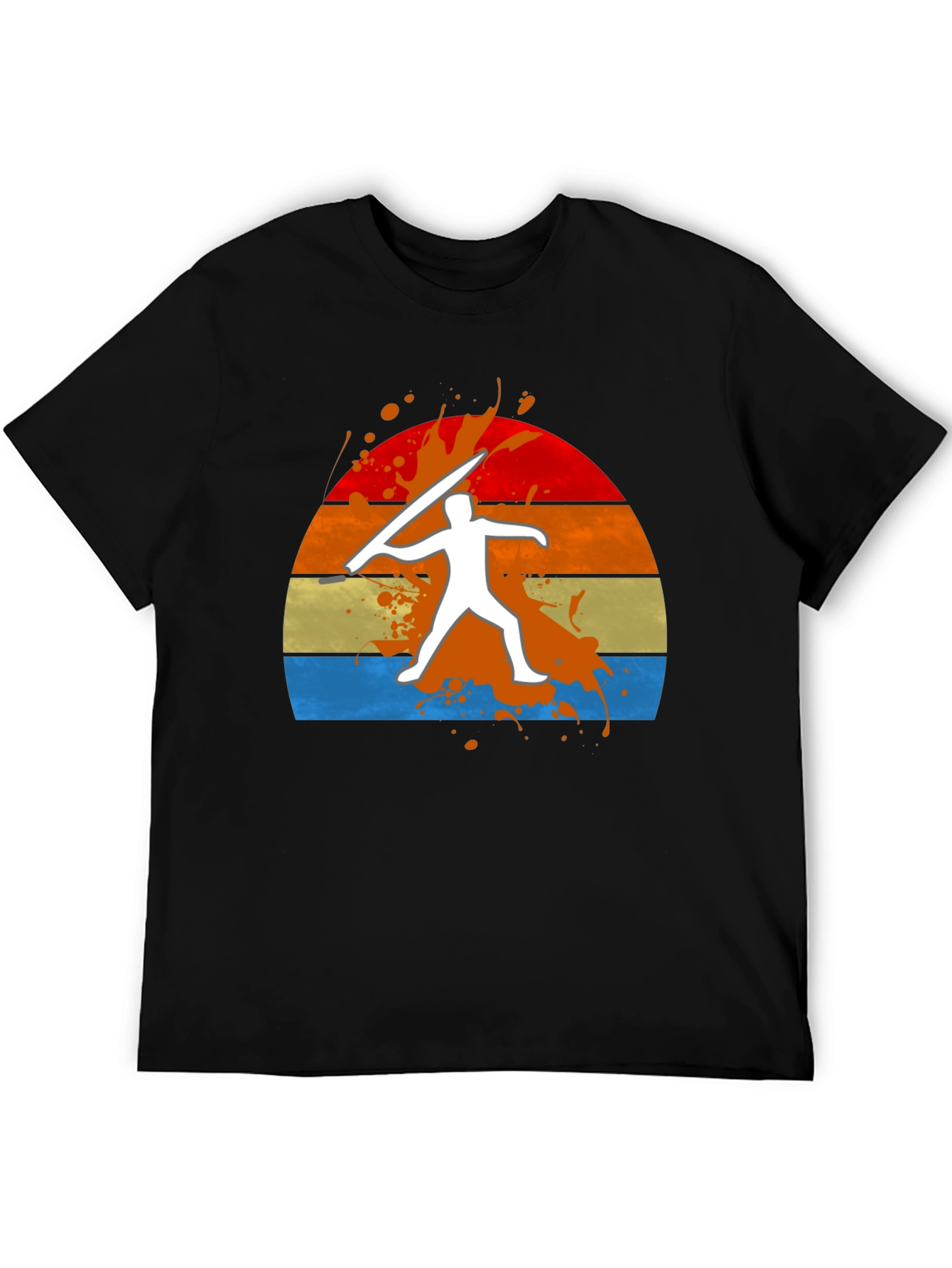 Javelin Thrower Graphic Tee - Retro Sunset Design