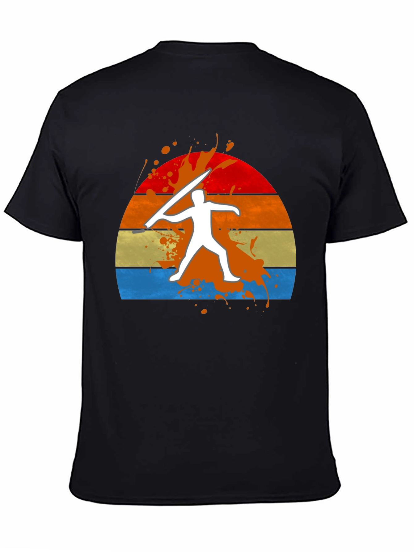 Javelin Thrower Graphic Tee - Retro Sunset Design