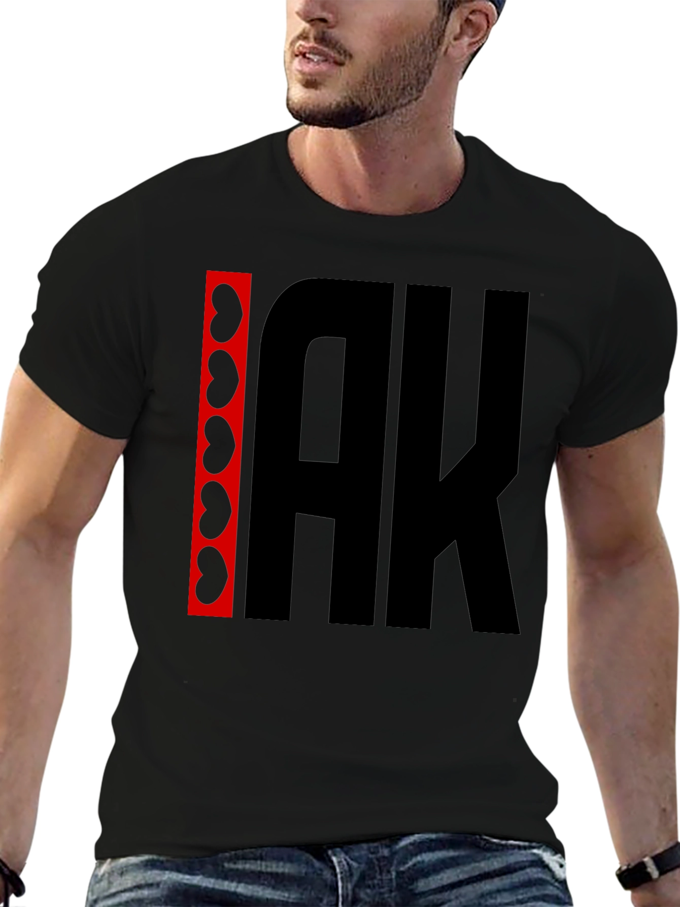 AK Kidney Bean Graphic Print Black T-Shirt