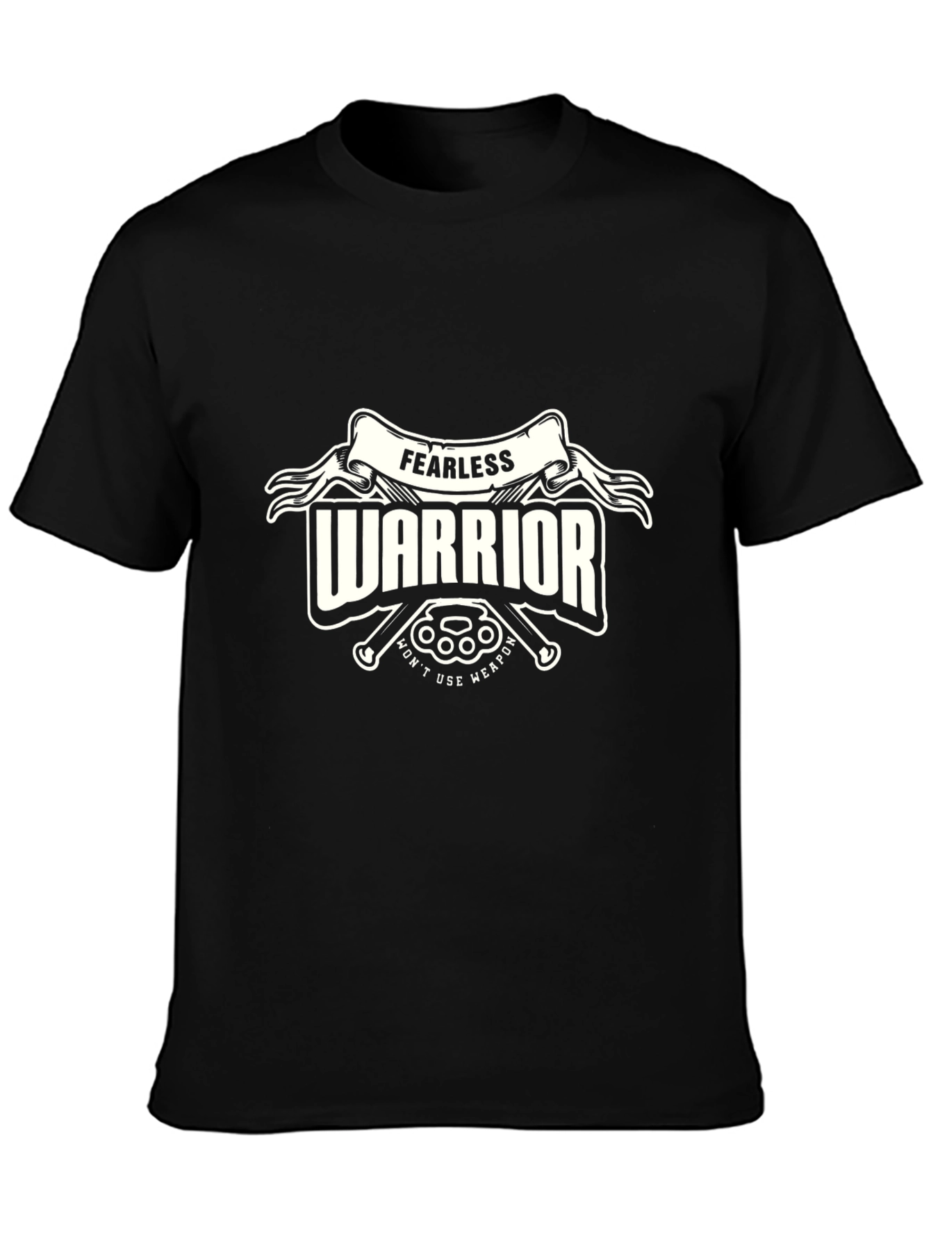 Fearless Warrior Graphic Tee - Black Cotton