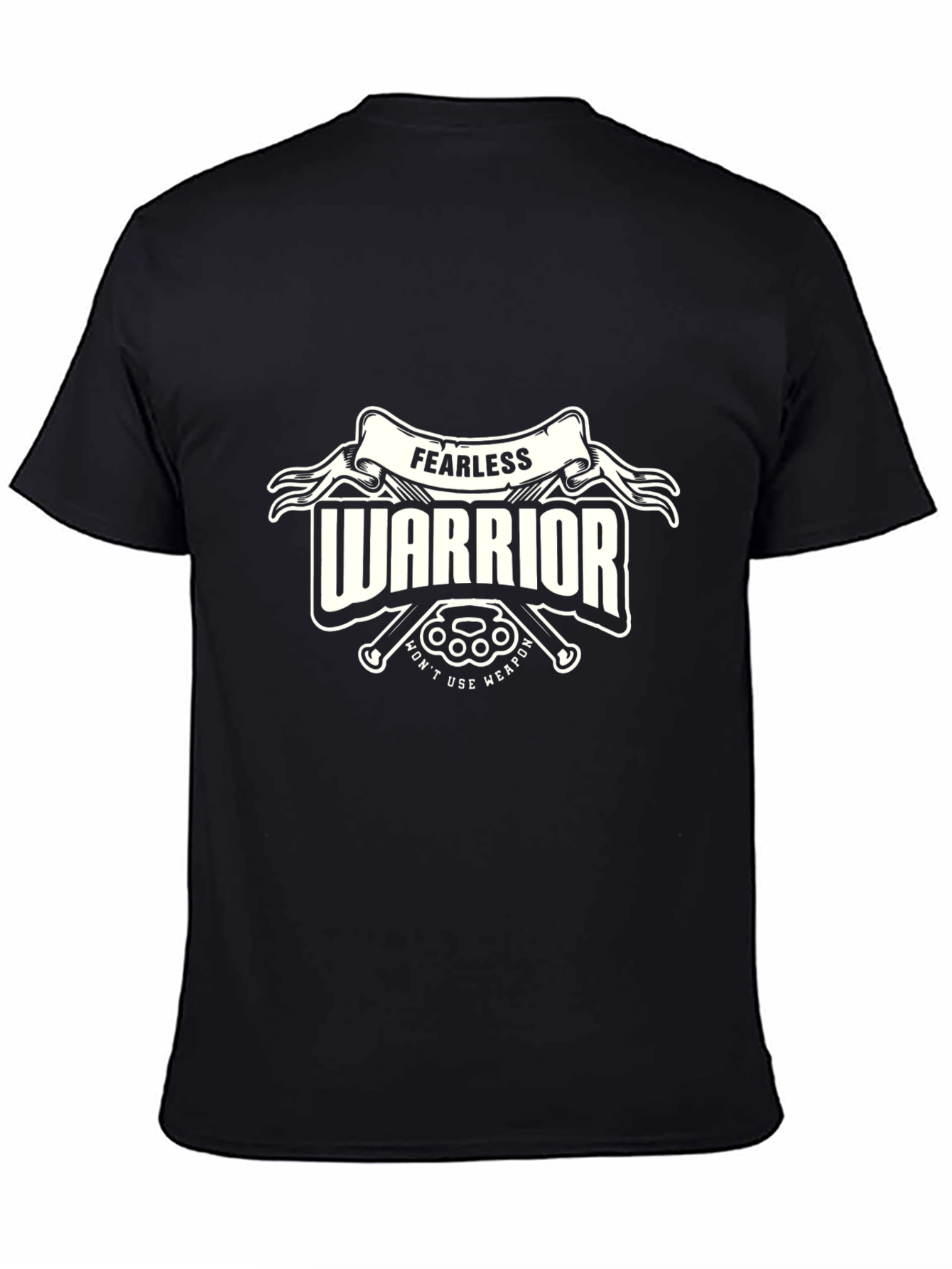 Fearless Warrior Graphic Tee - Black Cotton