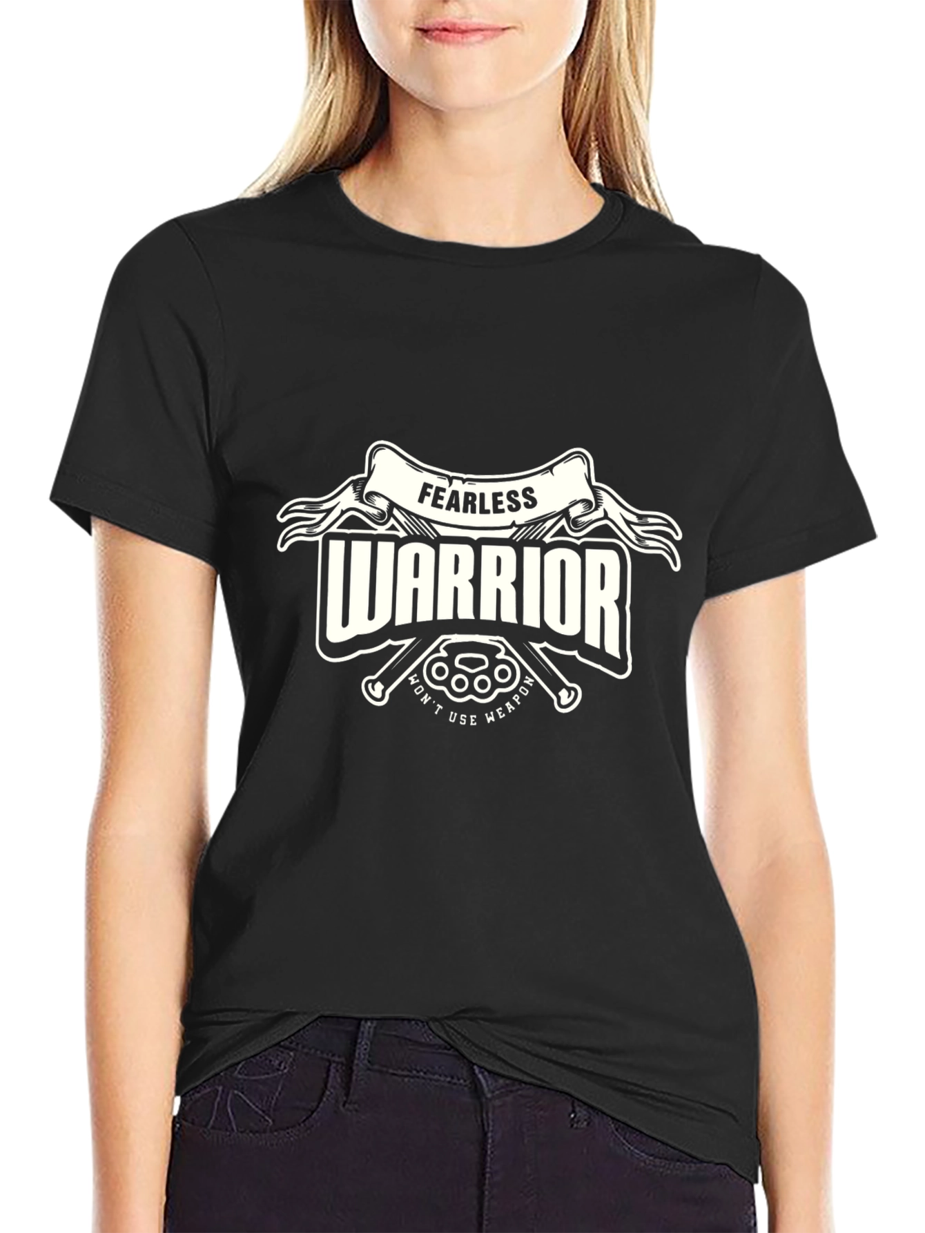 Fearless Warrior Graphic Tee - Black Cotton