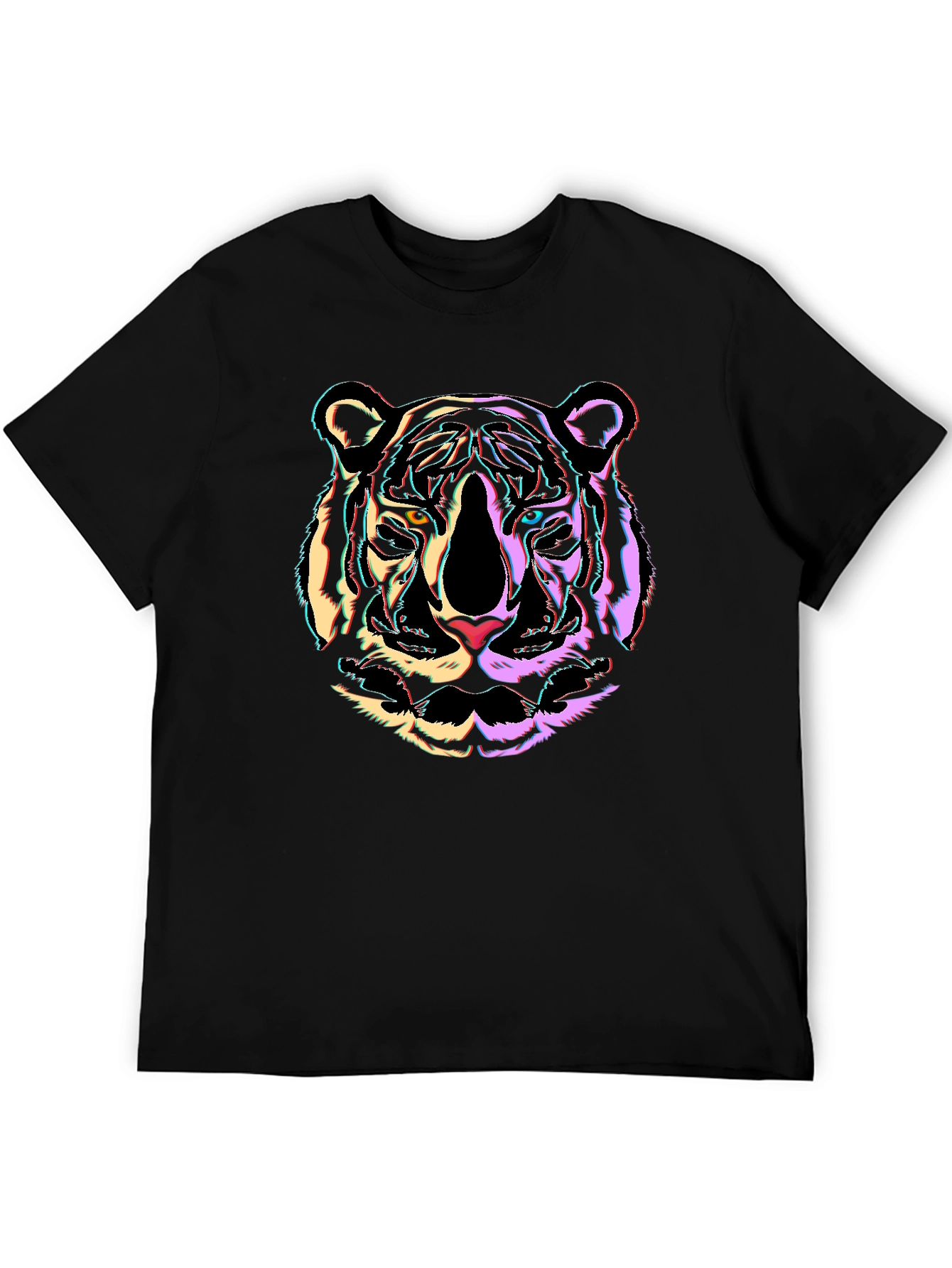 Neon Tiger Graphic Black T-Shirt