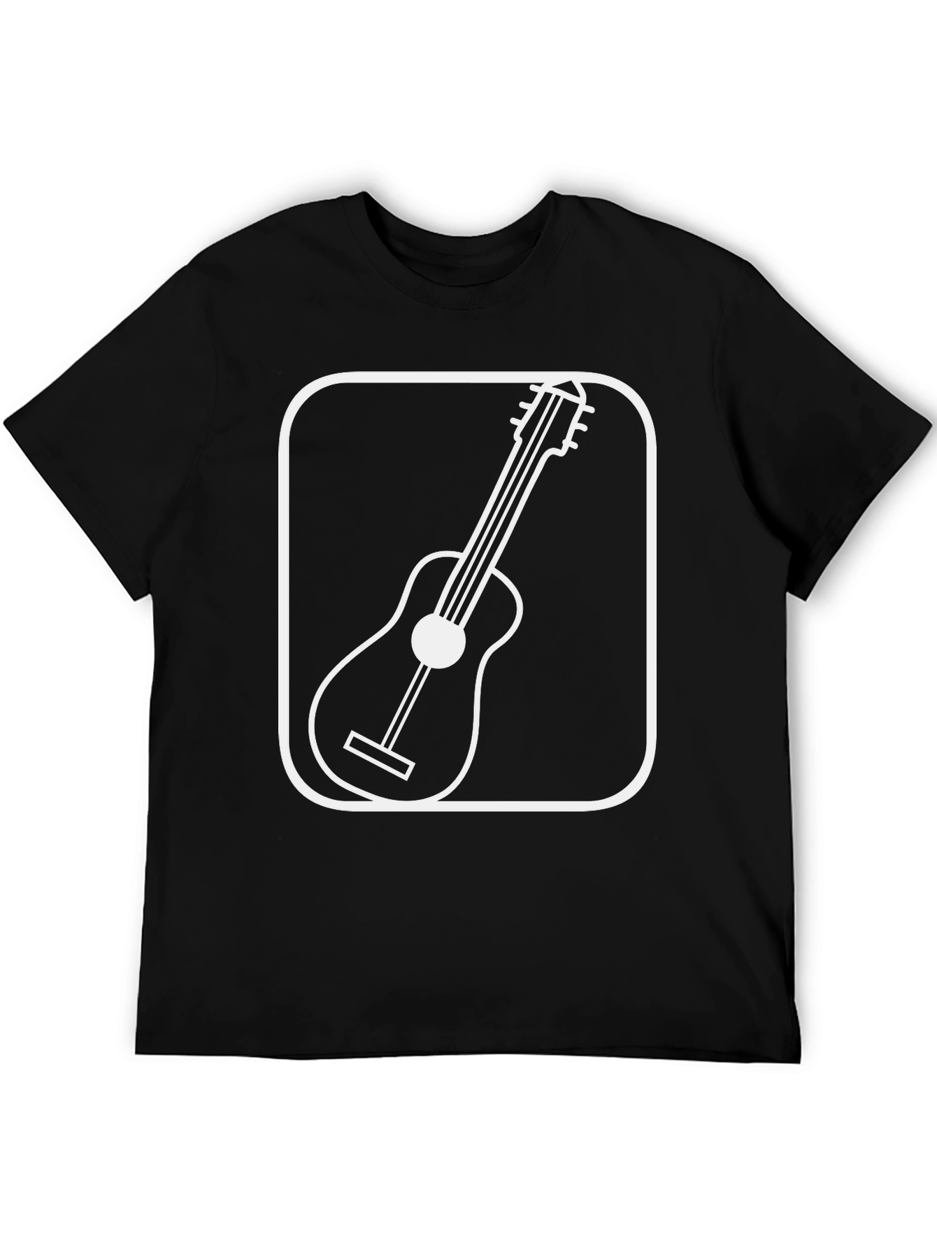 Guitar Graphic Tee - Black Cotton T-Shirt