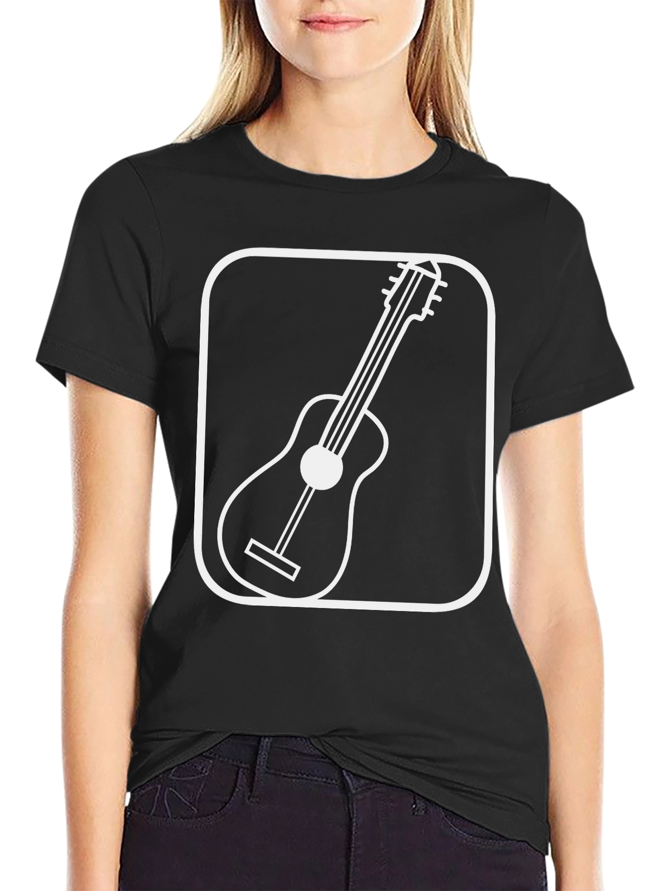 Guitar Graphic Tee - Black Cotton T-Shirt