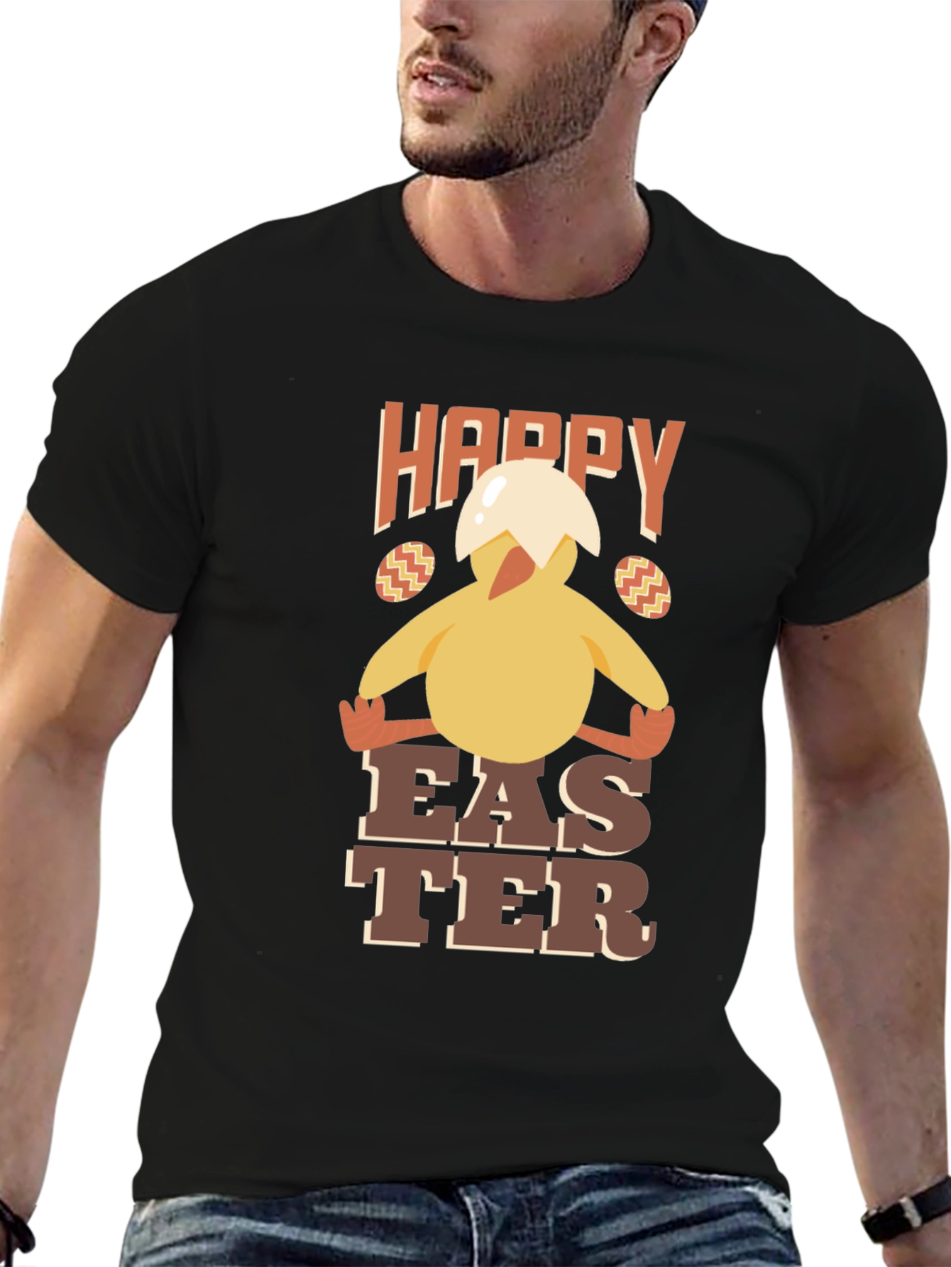Happy Easter Chick T-Shirt - Mens Crew Neck Tee