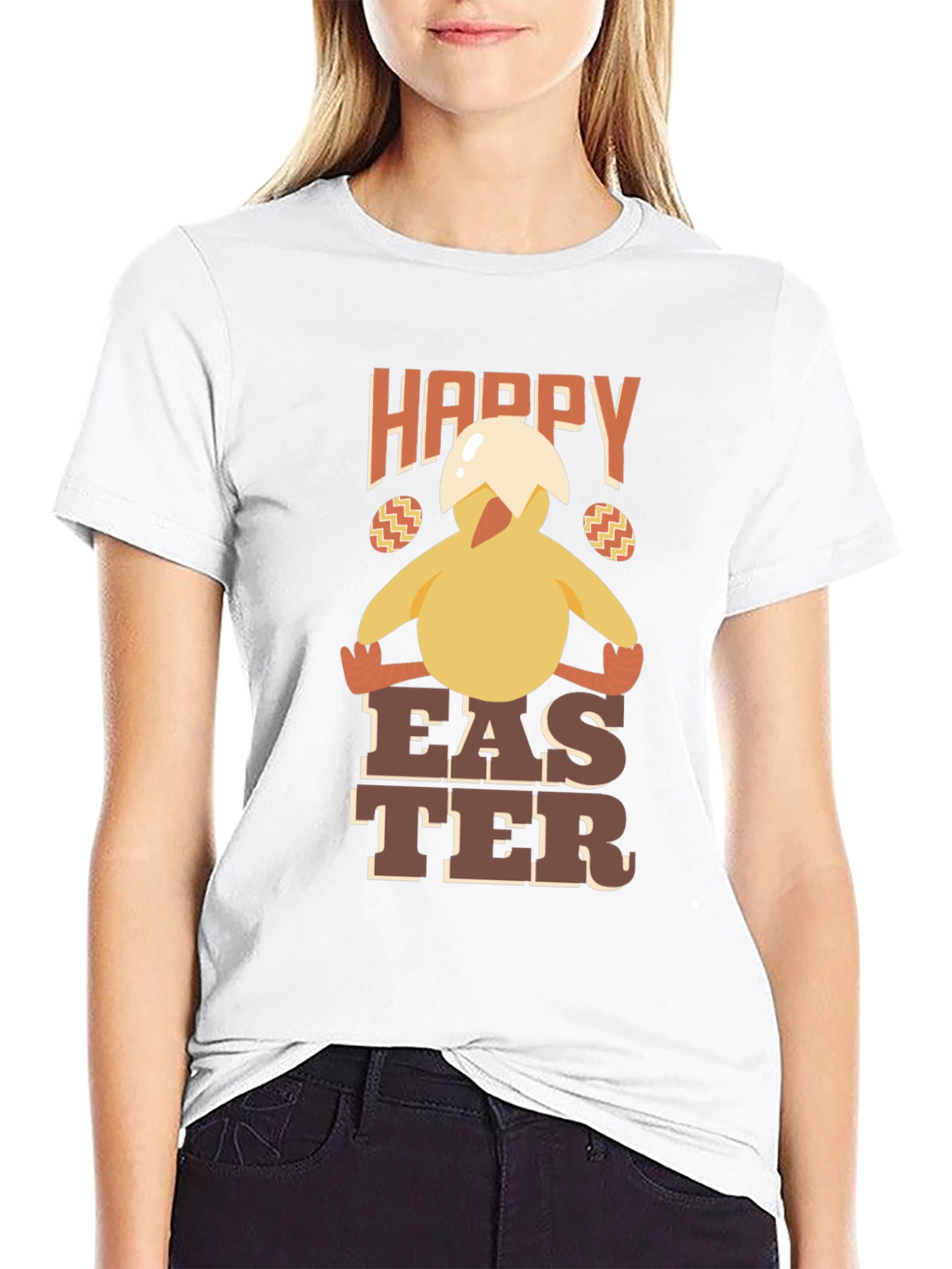 Happy Easter Chick T-Shirt - Mens Crew Neck Tee