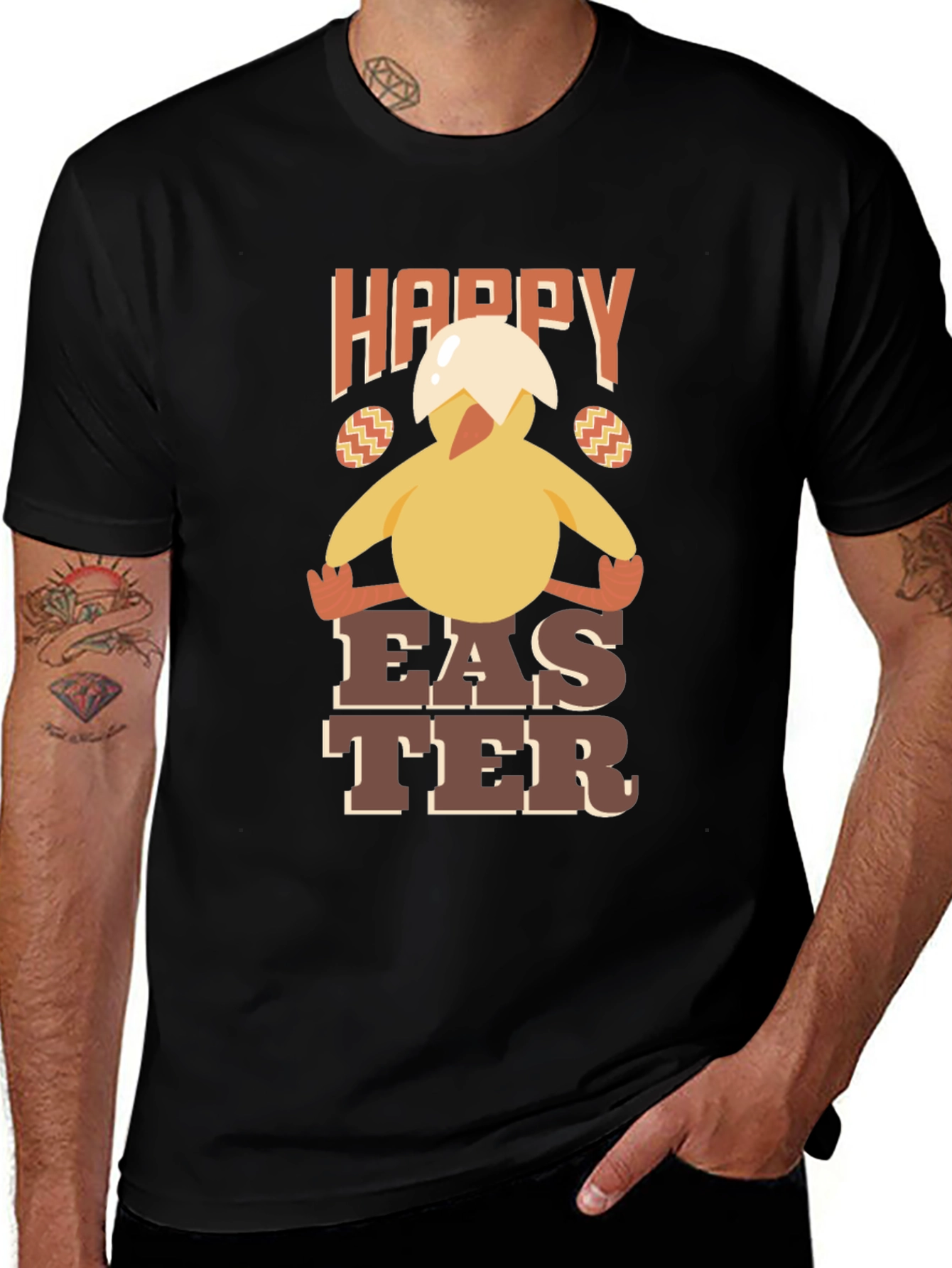 Happy Easter Chick T-Shirt - Mens Crew Neck Tee