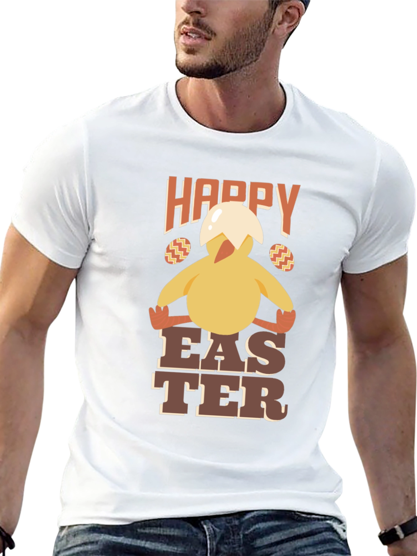 Happy Easter Chick T-Shirt - Mens Crew Neck Tee