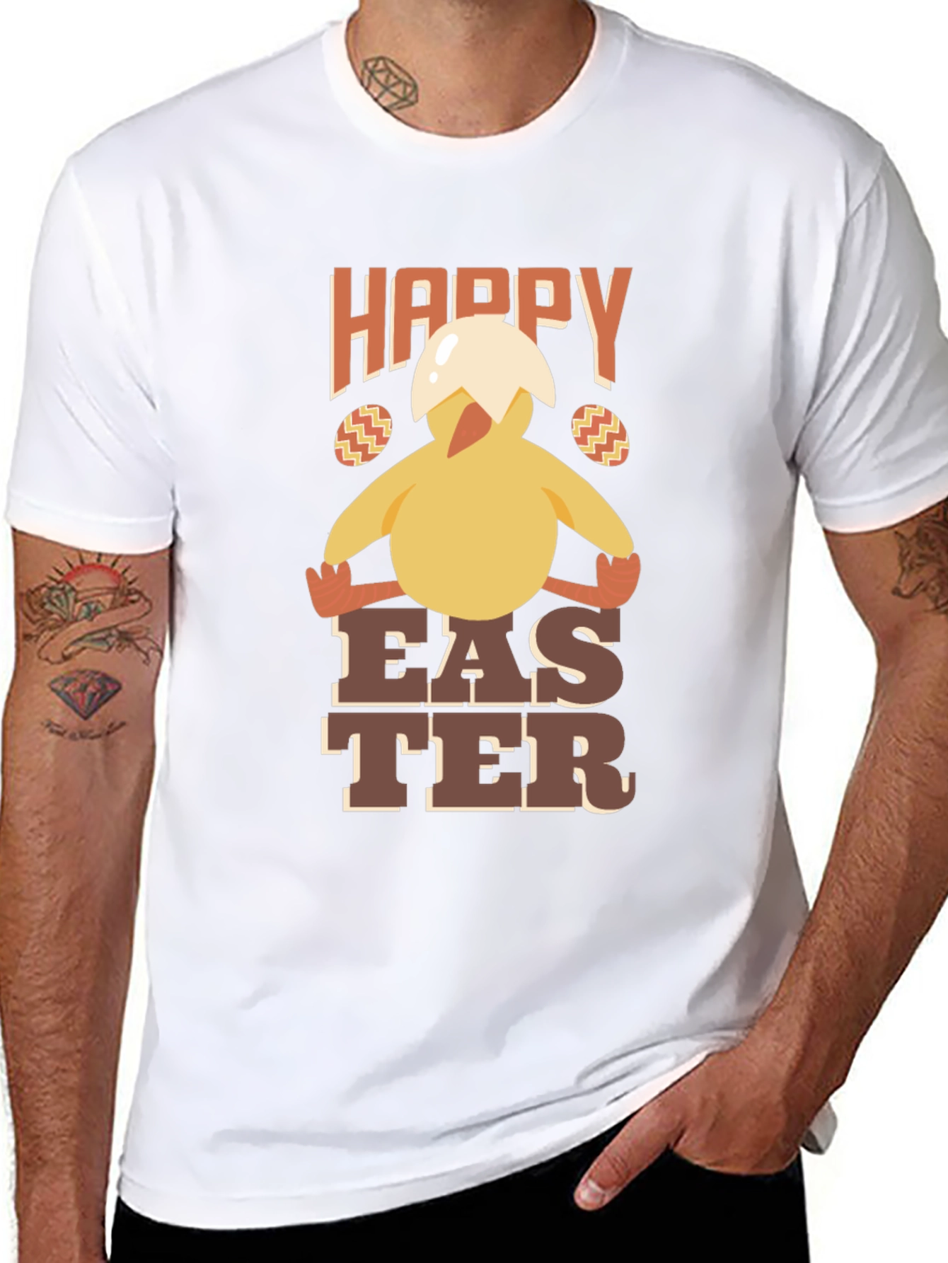 Happy Easter Chick T-Shirt - Mens Crew Neck Tee