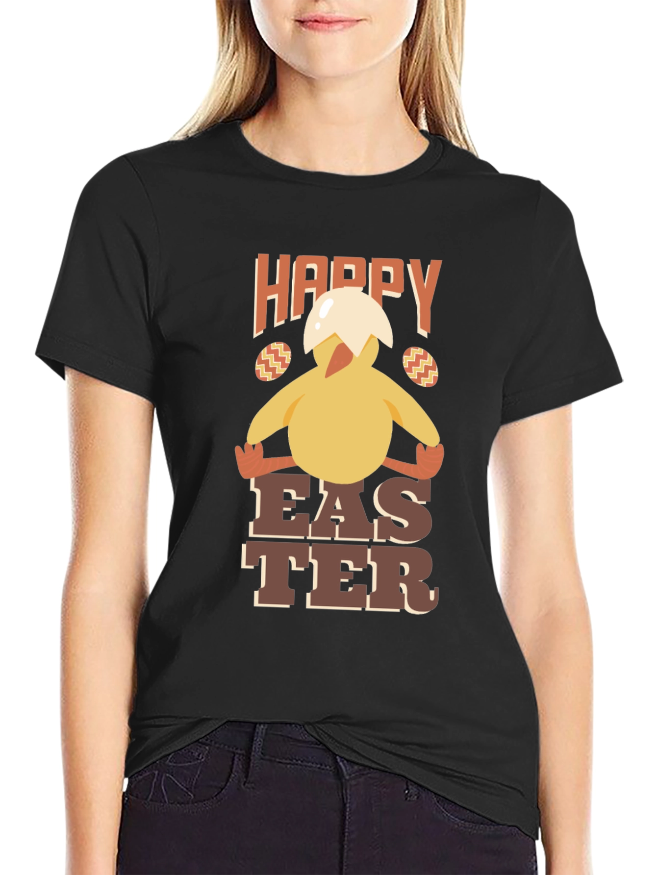 Happy Easter Chick T-Shirt - Mens Crew Neck Tee