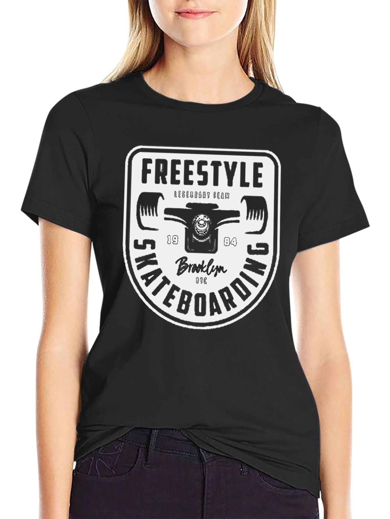 Freestyle Skateboarding Black T-Shirt