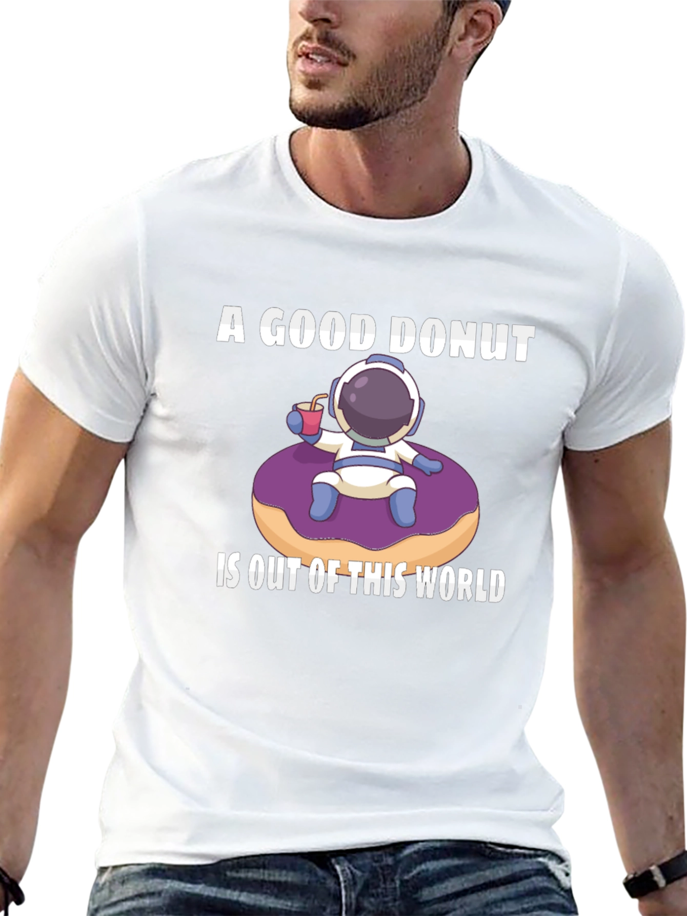 Astronaut Donut Graphic T-Shirt - Black