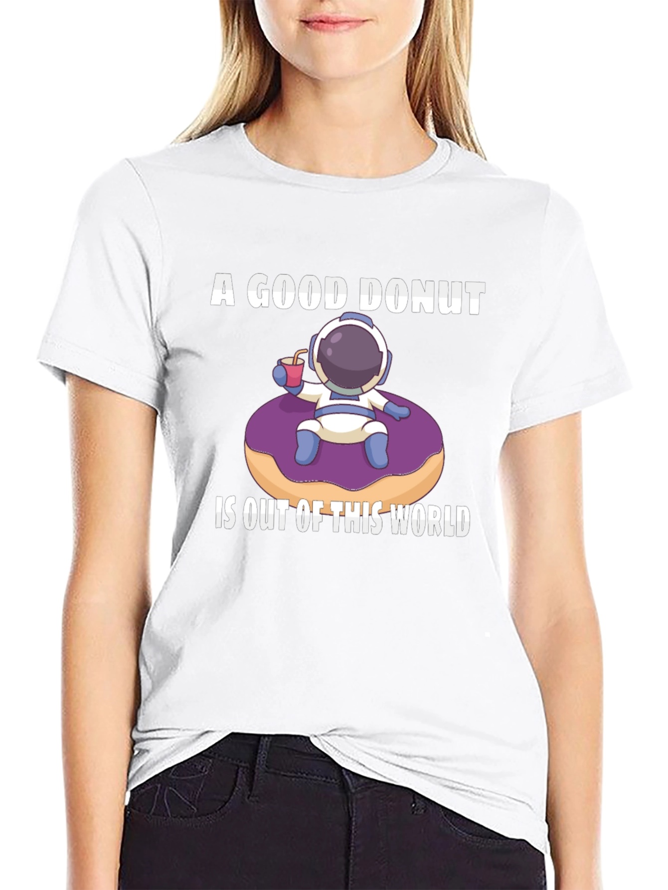 Astronaut Donut Graphic T-Shirt - Black