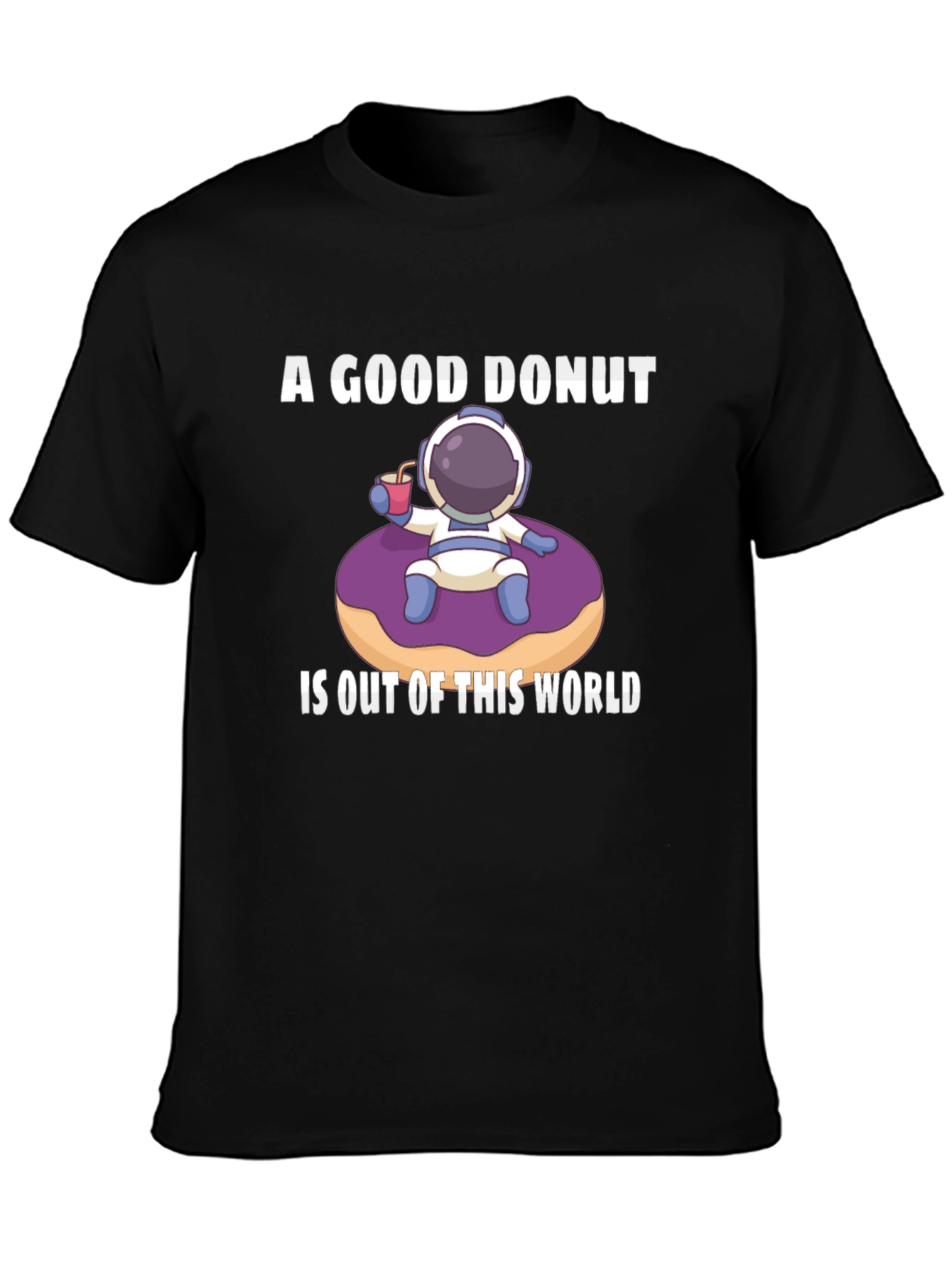 Astronaut Donut Graphic T-Shirt - Black
