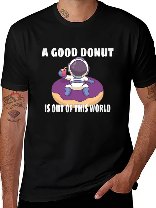 Astronaut Donut Graphic T-Shirt - Black