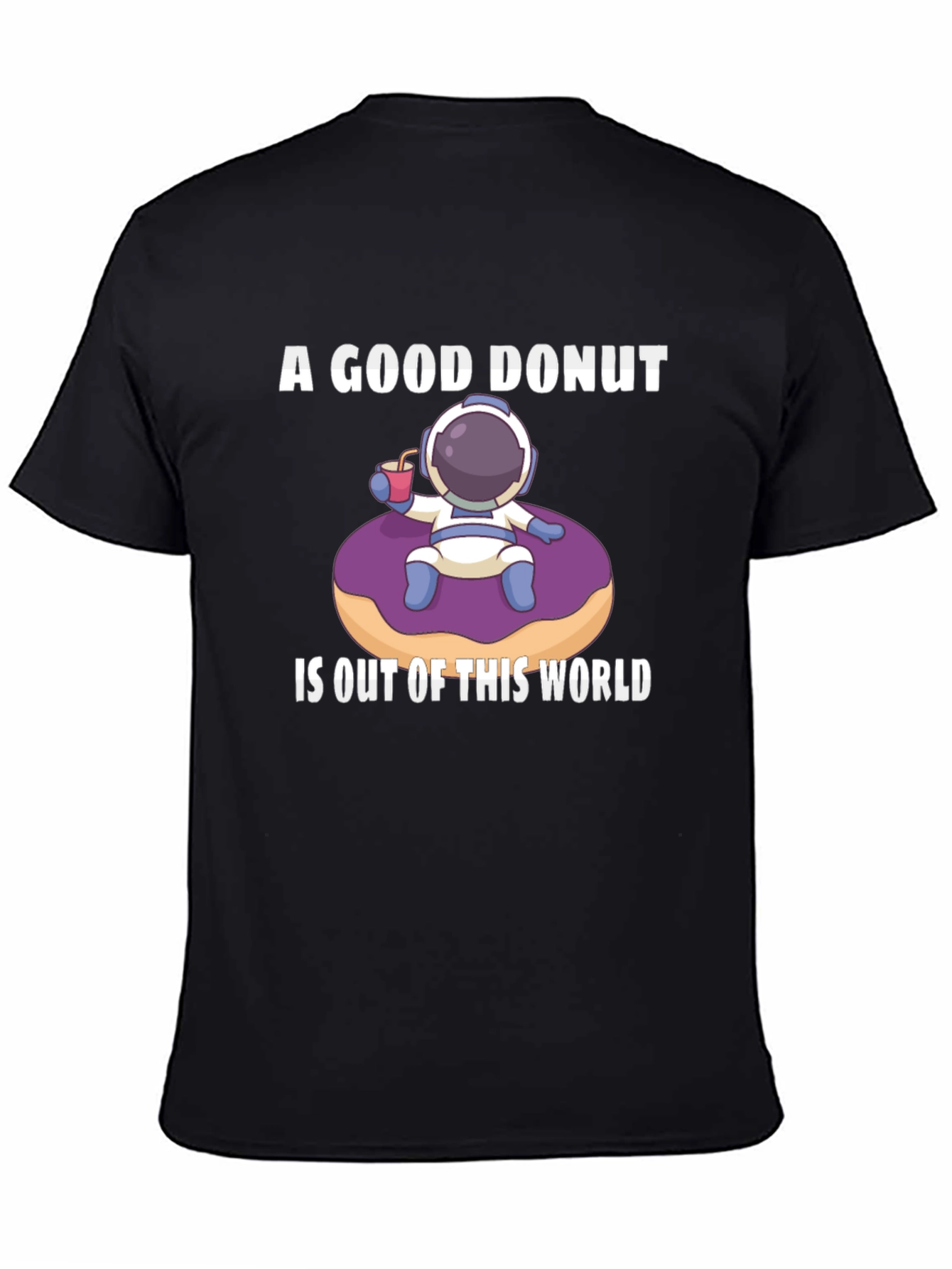 Astronaut Donut Graphic T-Shirt - Black