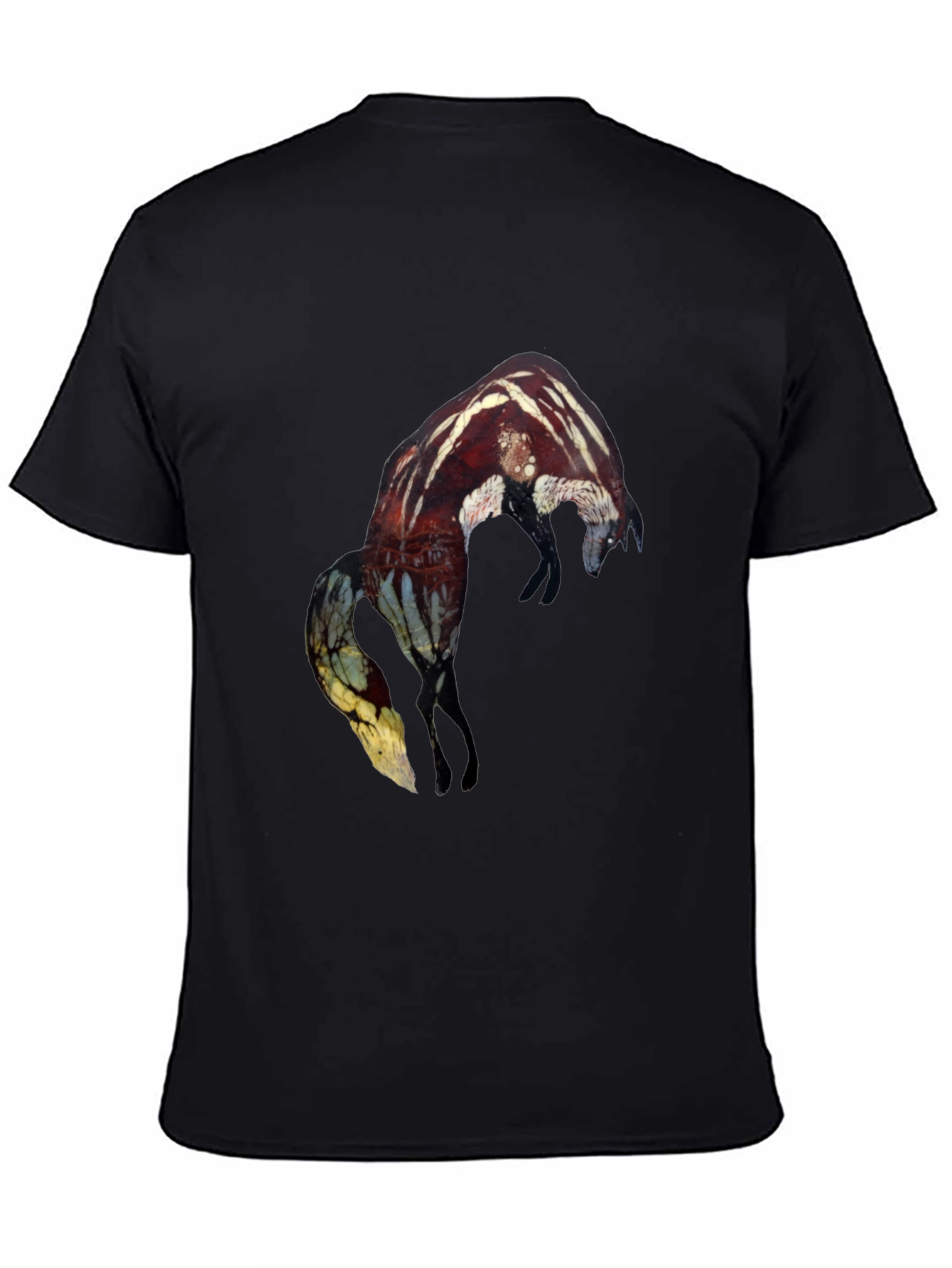Abstract Fox Graphic Black T-Shirt