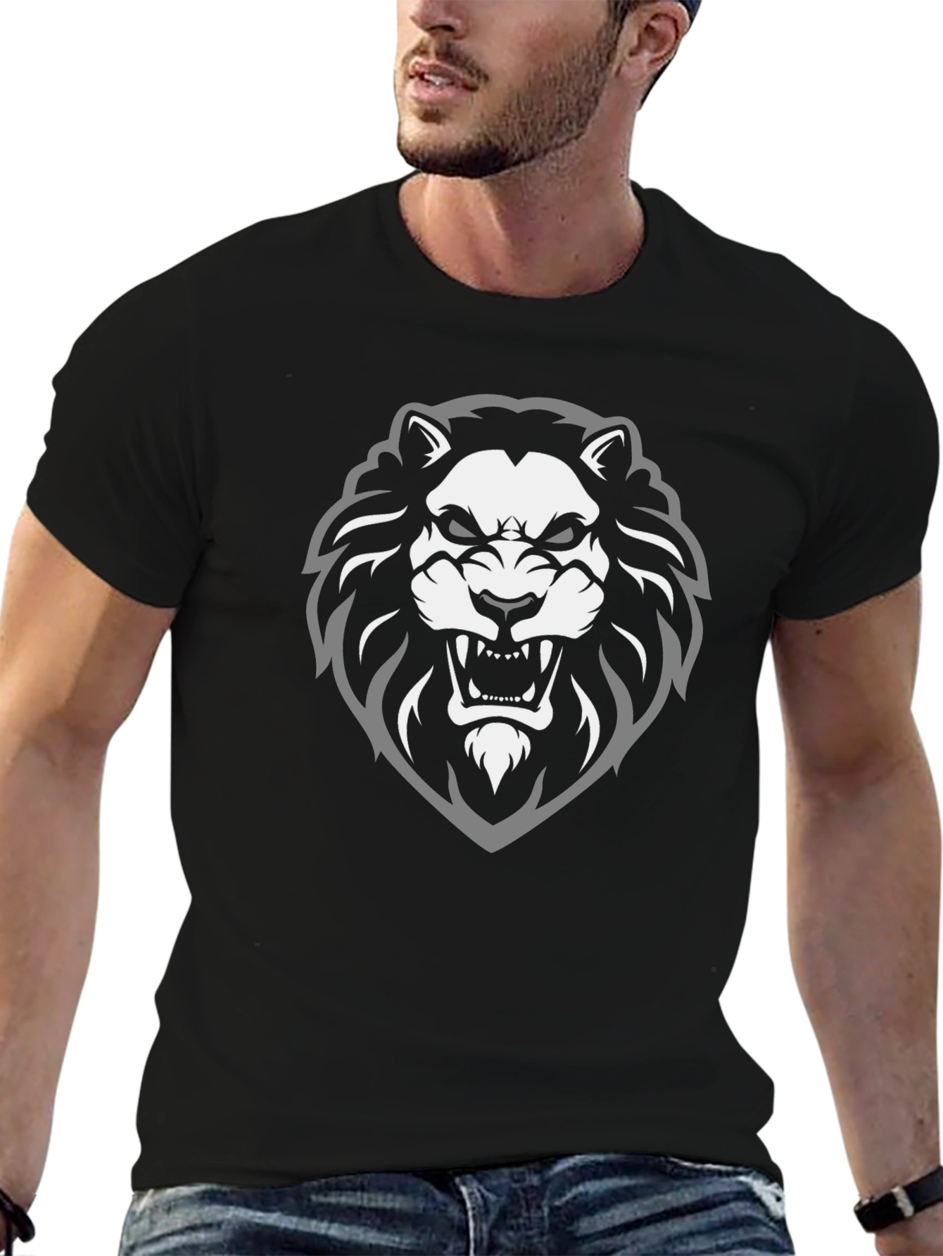 Lion Graphic Black T-Shirt - Fierce Style