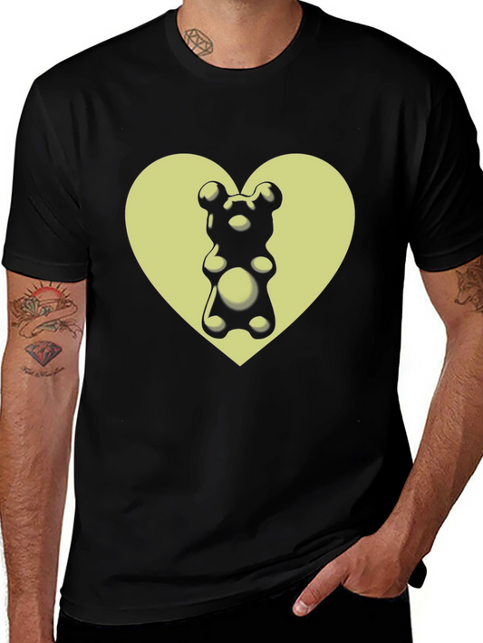 Gummy Bear Heart Graphic T-Shirt - Black
