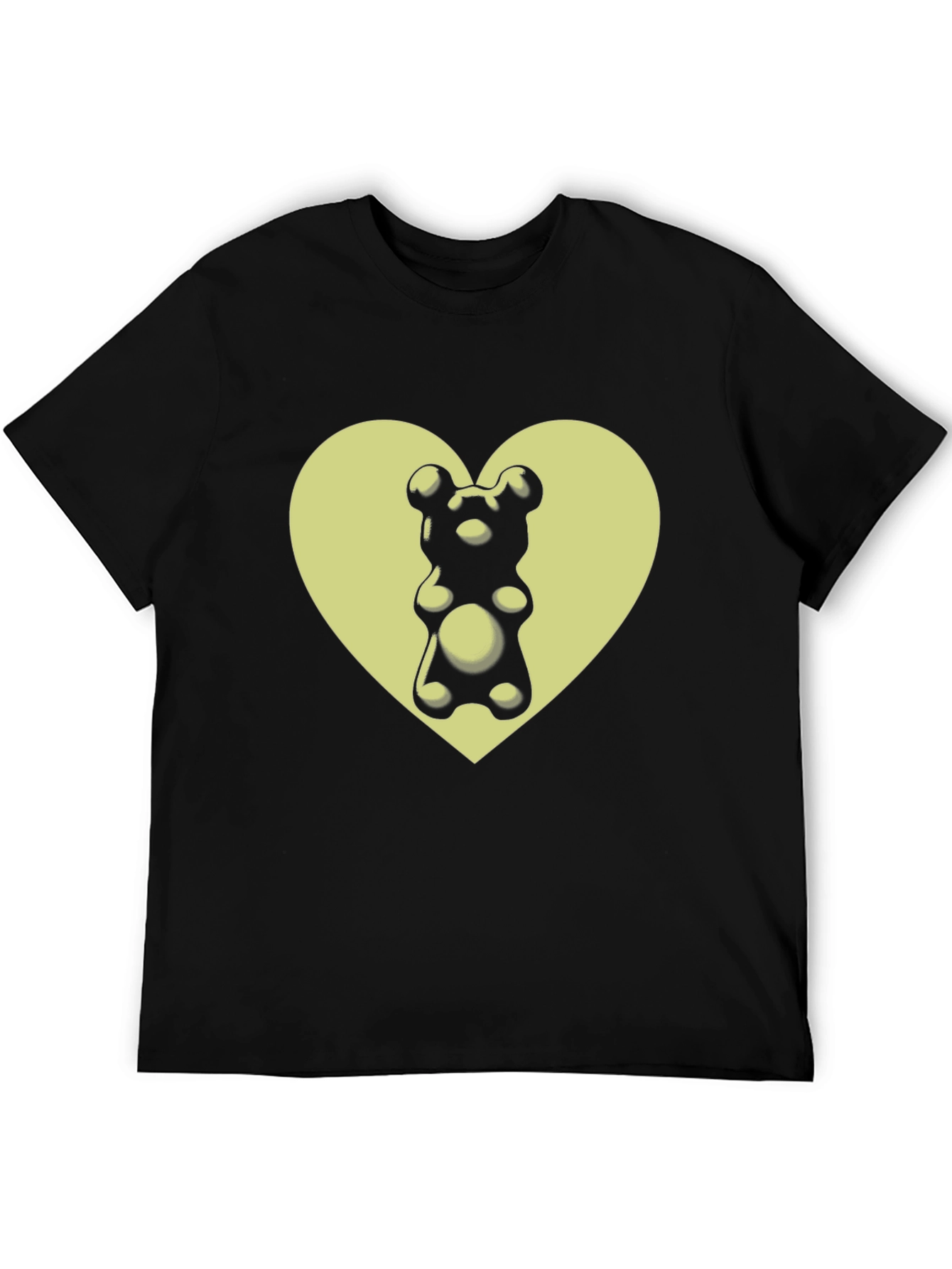 Gummy Bear Heart Graphic T-Shirt - Black