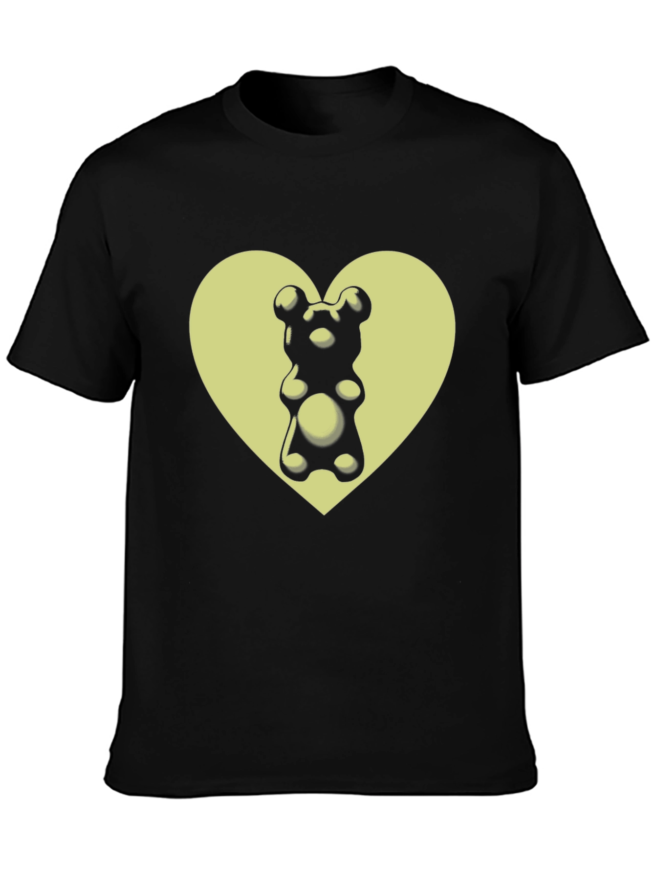 Gummy Bear Heart Graphic T-Shirt - Black
