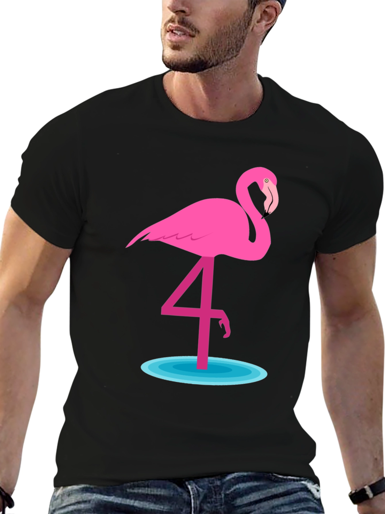 Flamingo Graphic T-Shirt - Casual Crew Neck Tee
