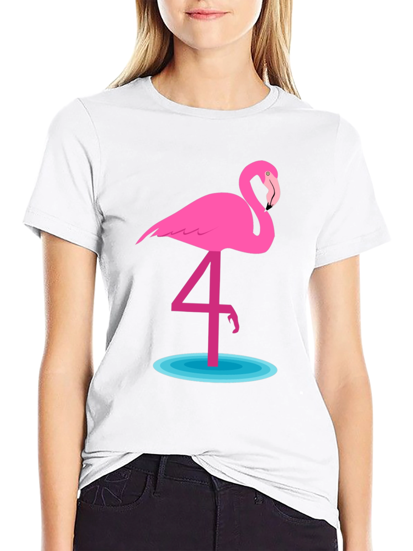 Flamingo Graphic T-Shirt - Casual Crew Neck Tee