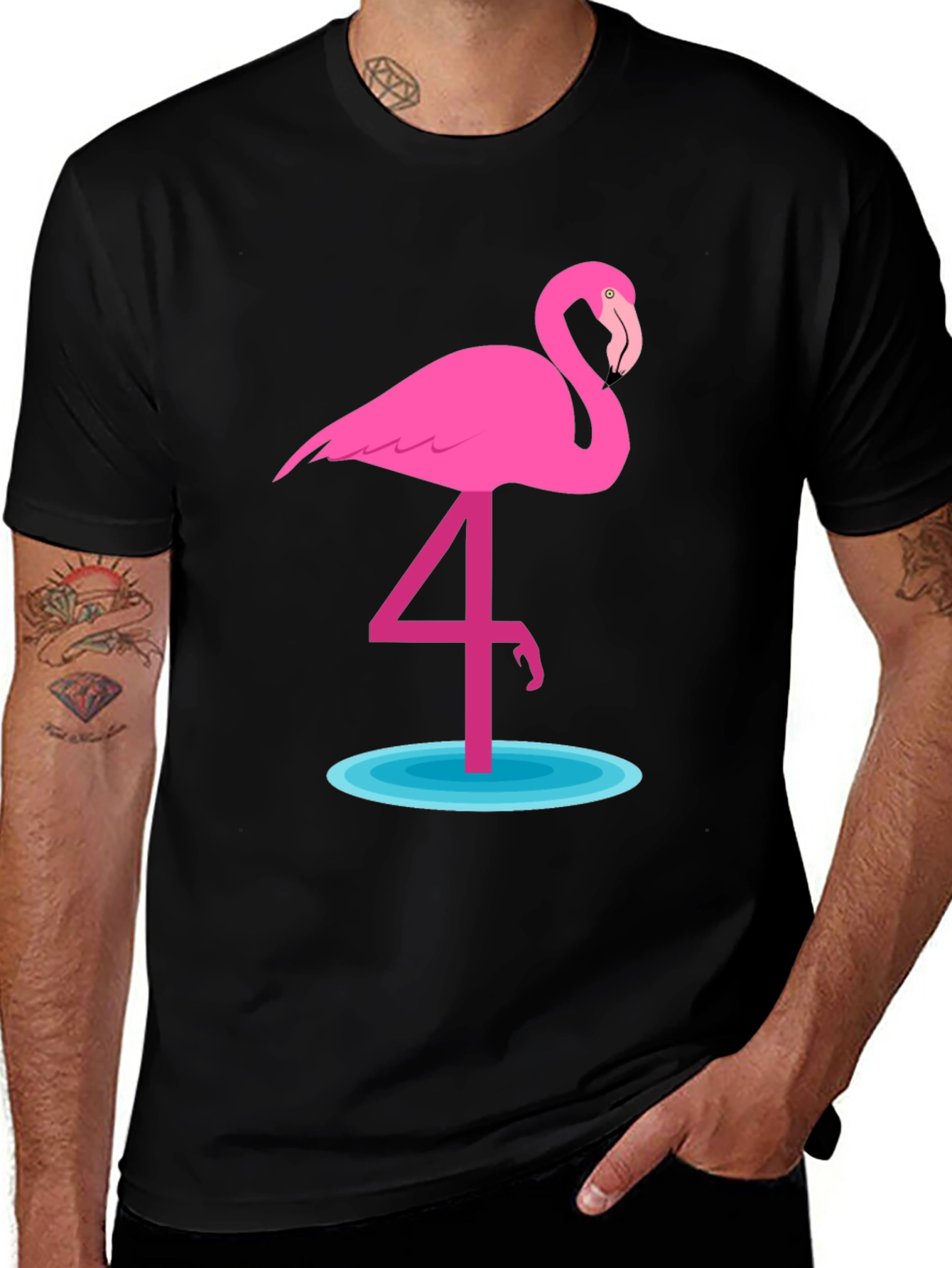Flamingo Graphic T-Shirt - Casual Crew Neck Tee