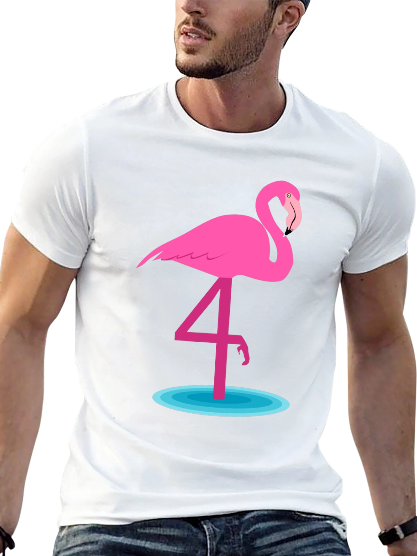 Flamingo Graphic T-Shirt - Casual Crew Neck Tee