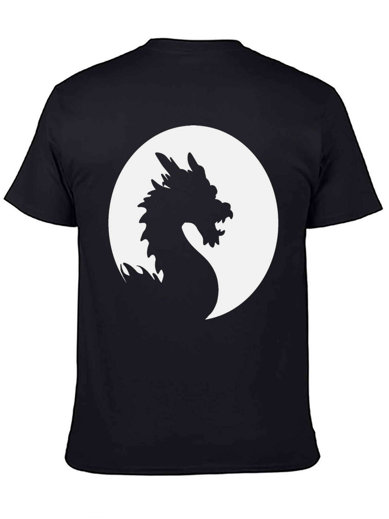 Dragon Silhouette Graphic Tee - Black Cotton Shirt