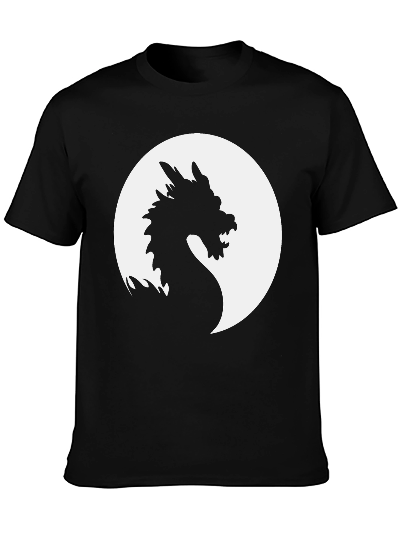 Dragon Silhouette Graphic Tee - Black Cotton Shirt