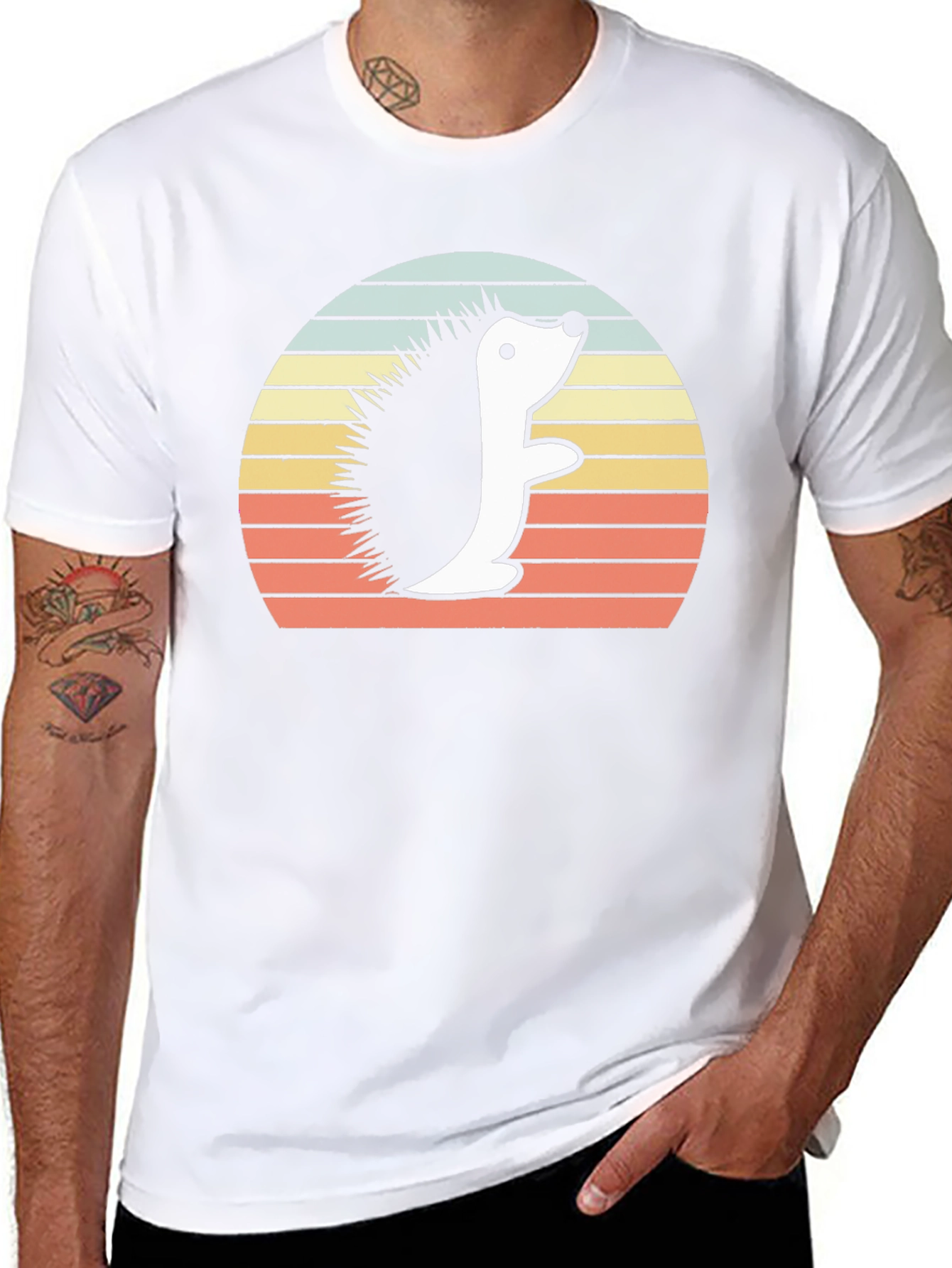 Retro Hedgehog Graphic Tee - Unisex Black T-Shirt