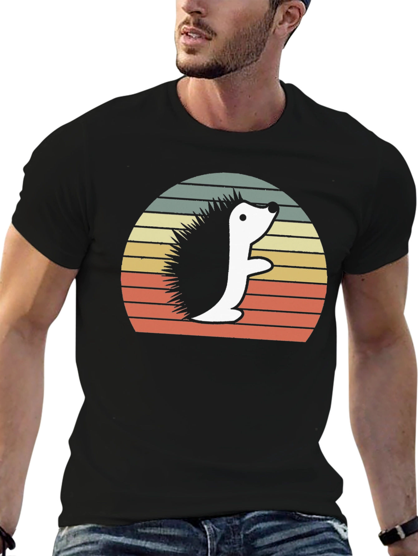 Retro Hedgehog Graphic Tee - Unisex Black T-Shirt