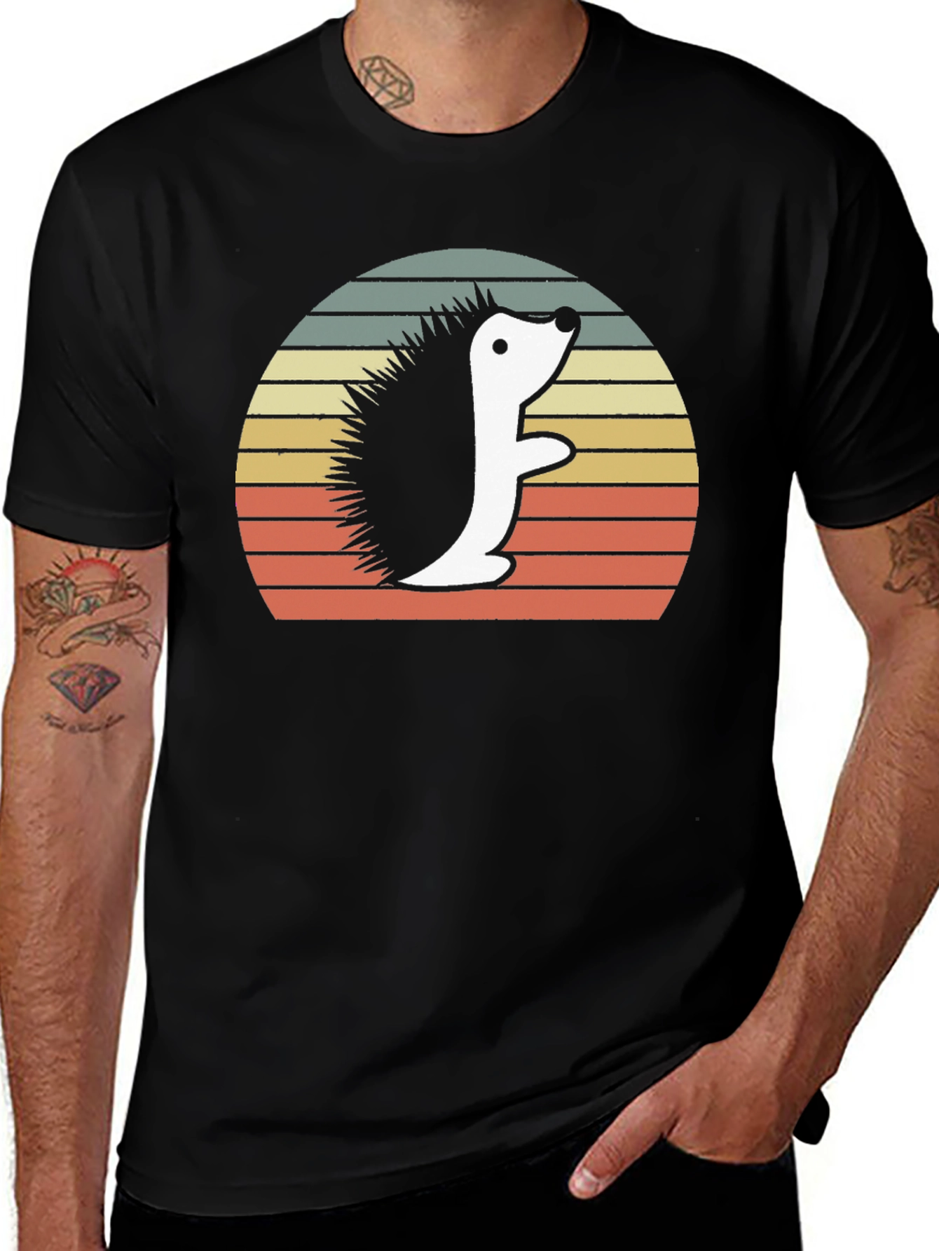 Retro Hedgehog Graphic Tee - Unisex Black T-Shirt