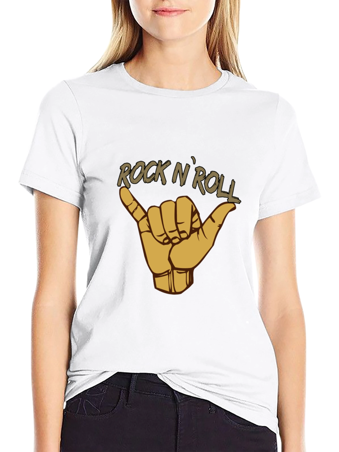Rock N Roll Hand Sign Black T-Shirt