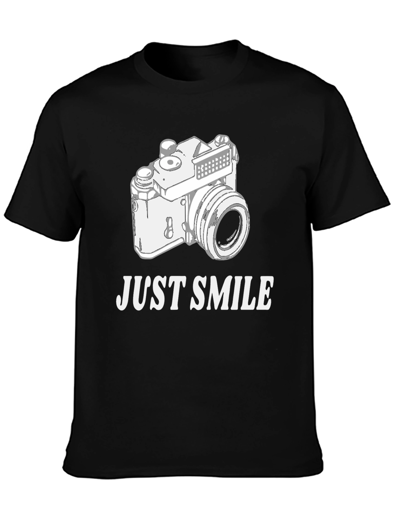 Just Smile Retro Camera Black T-Shirt