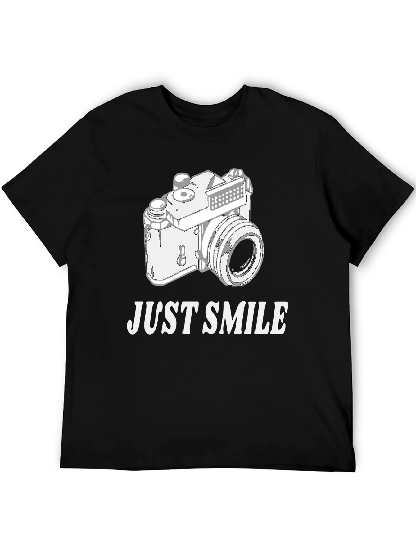 Just Smile Retro Camera Black T-Shirt