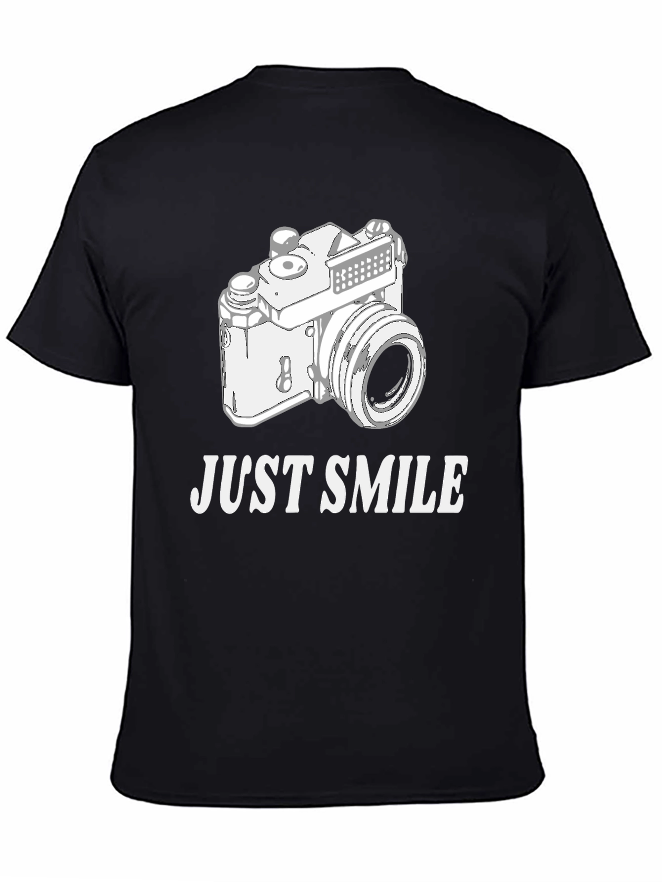 Just Smile Retro Camera Black T-Shirt