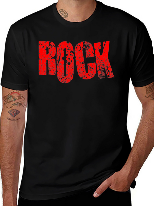 Grunge Rock Graphic Print Tee - Classic Black
