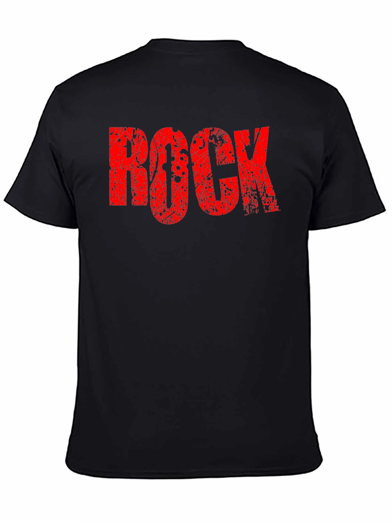 Grunge Rock Graphic Print Tee - Classic Black