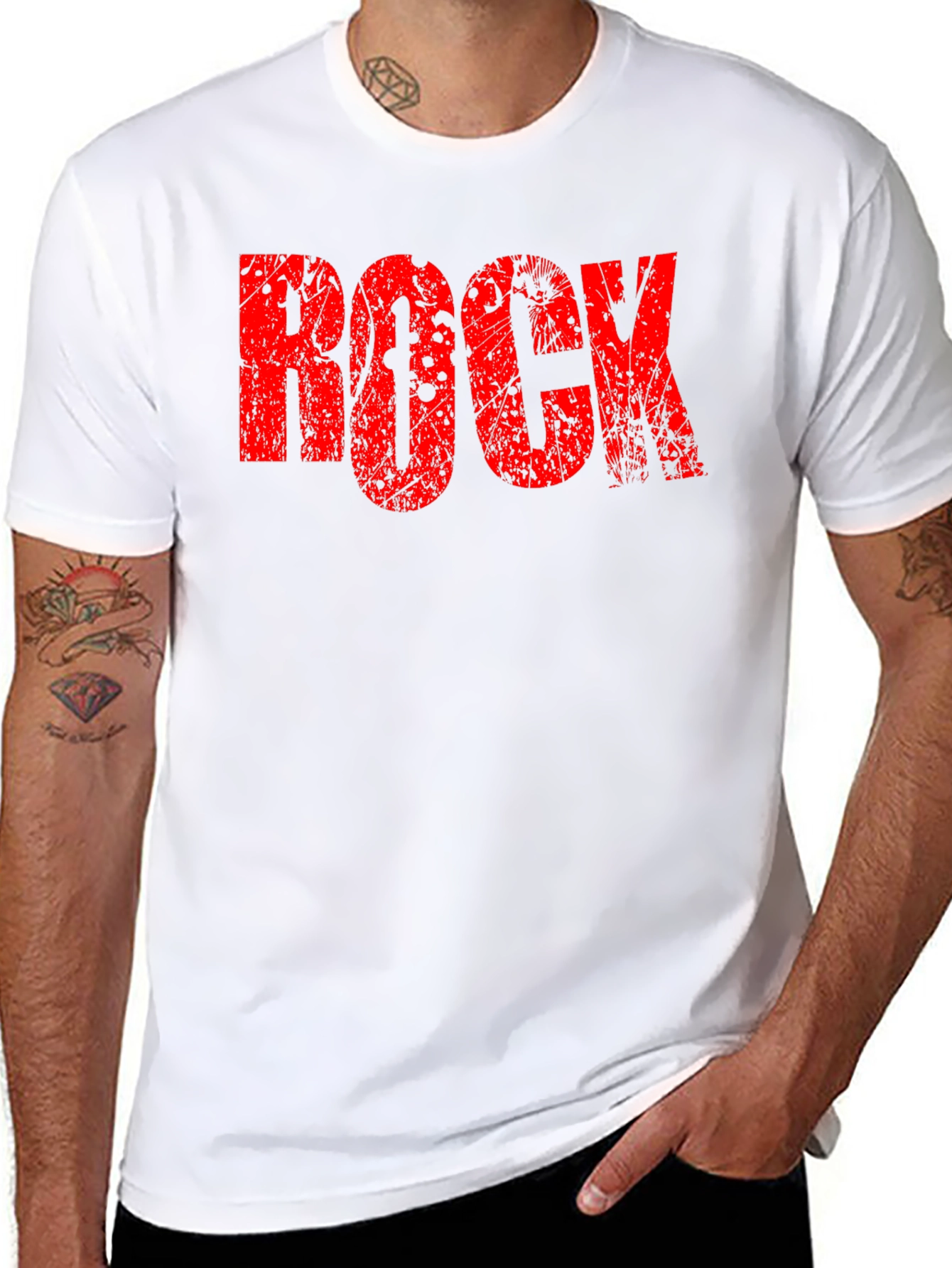 Grunge Rock Graphic Print Tee - Classic Black