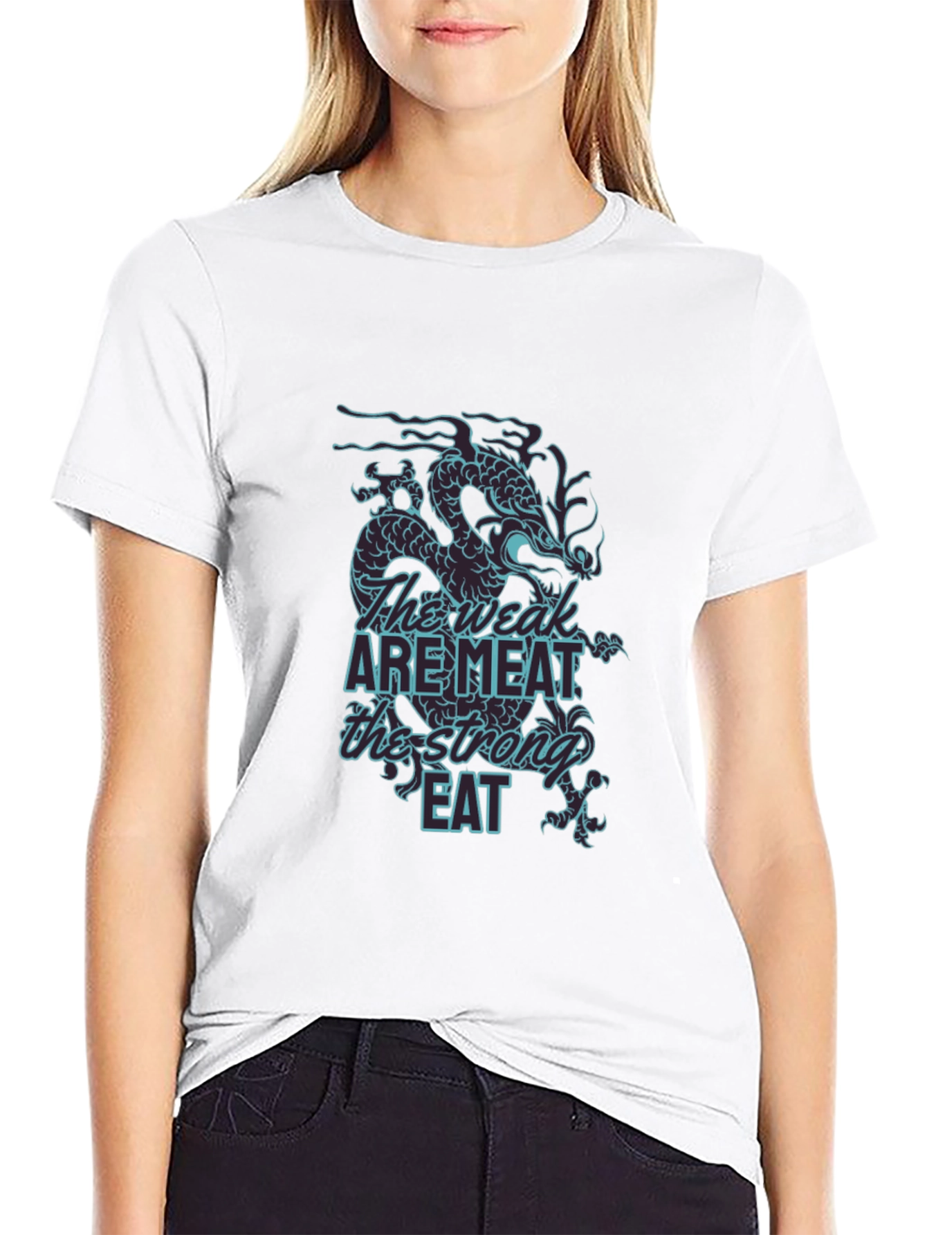 Dragon Weak are Meat Graphic Black T-Shirt