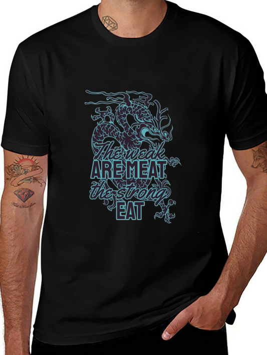 Dragon Weak are Meat Graphic Black T-Shirt