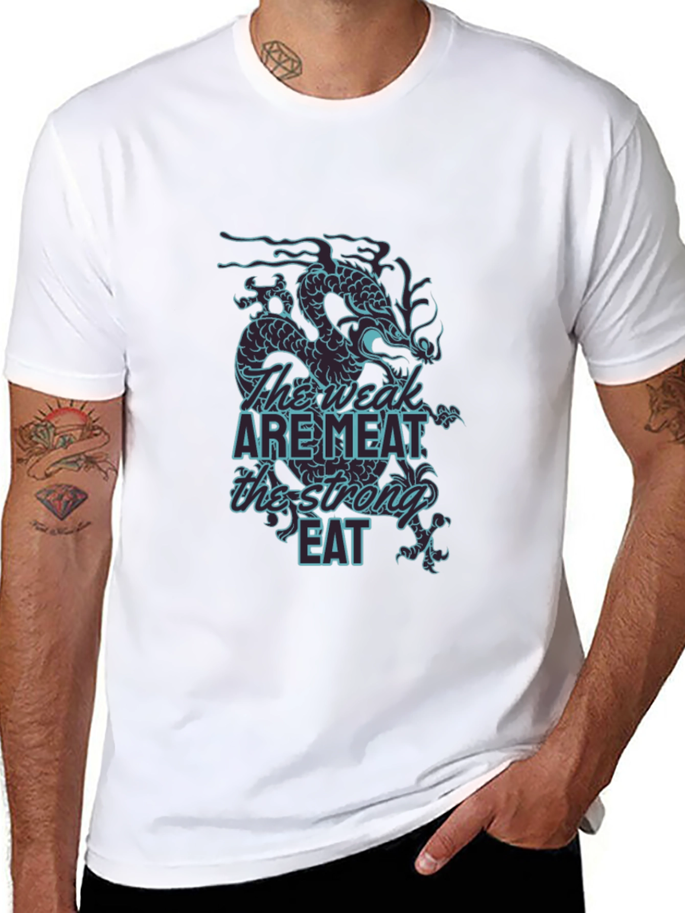 Dragon Weak are Meat Graphic Black T-Shirt
