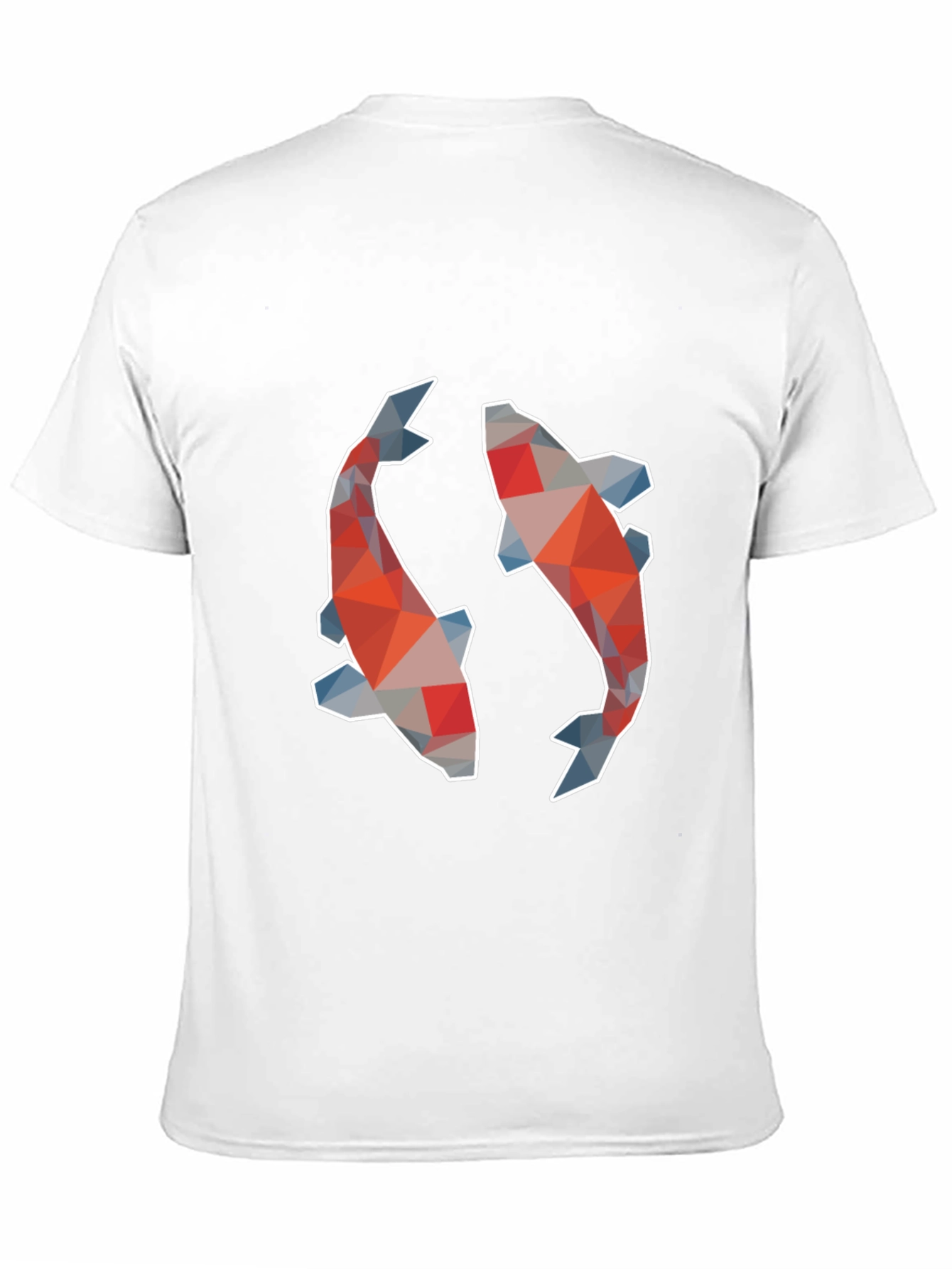 Geometric Koi Fish Graphic Print Black T-Shirt