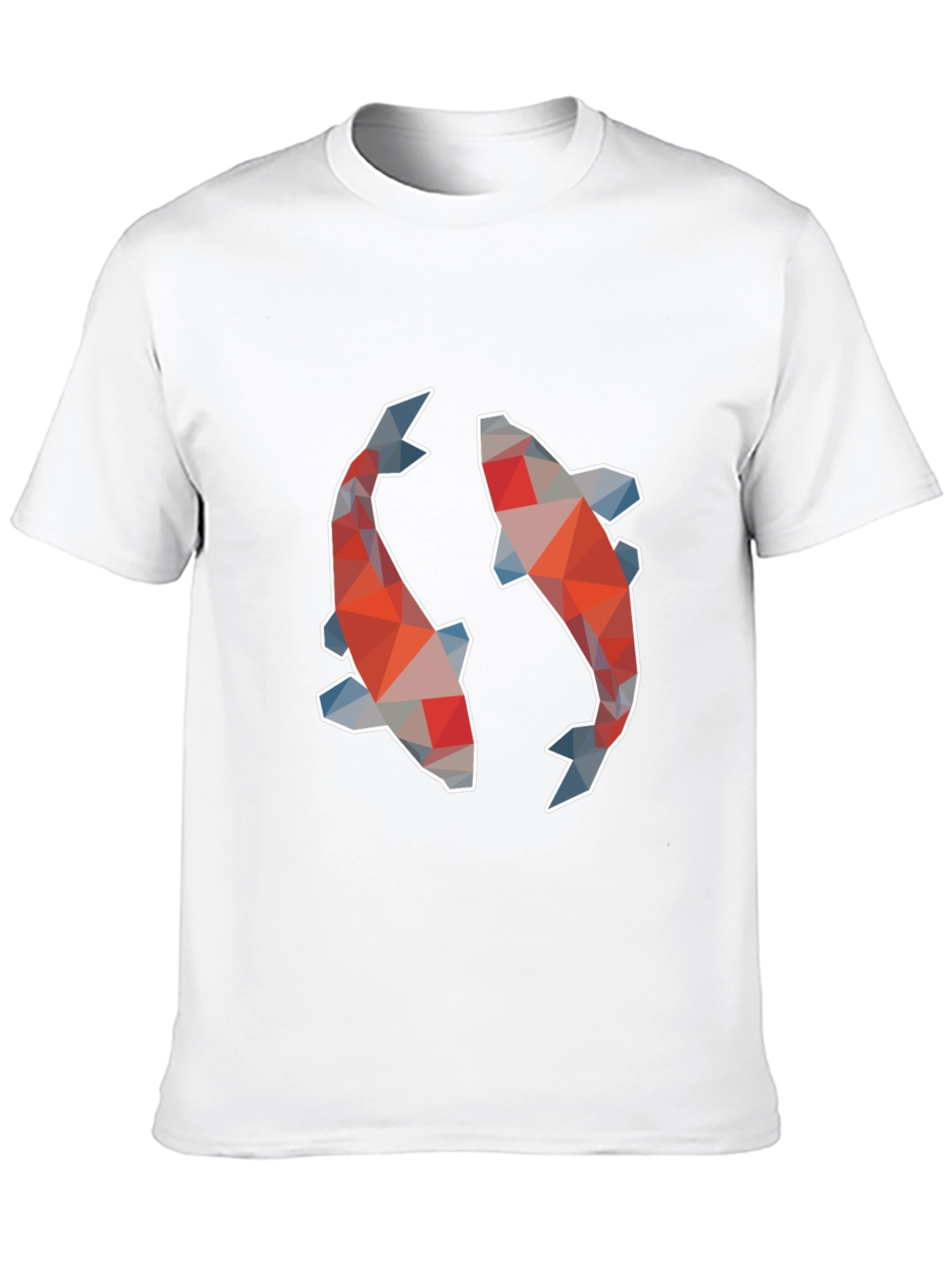 Geometric Koi Fish Graphic Print Black T-Shirt